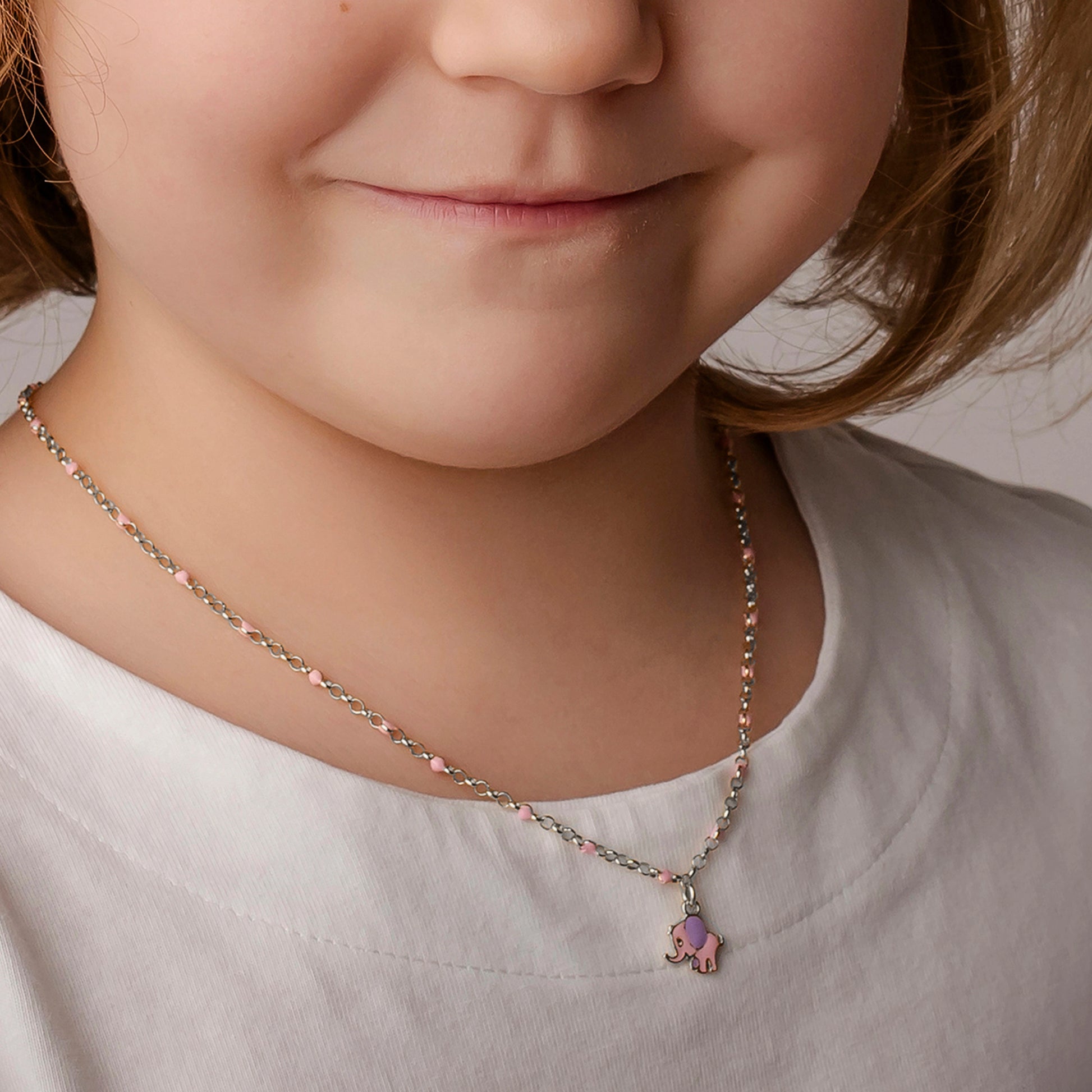 Collana in Argento con Elefantino Smaltato
