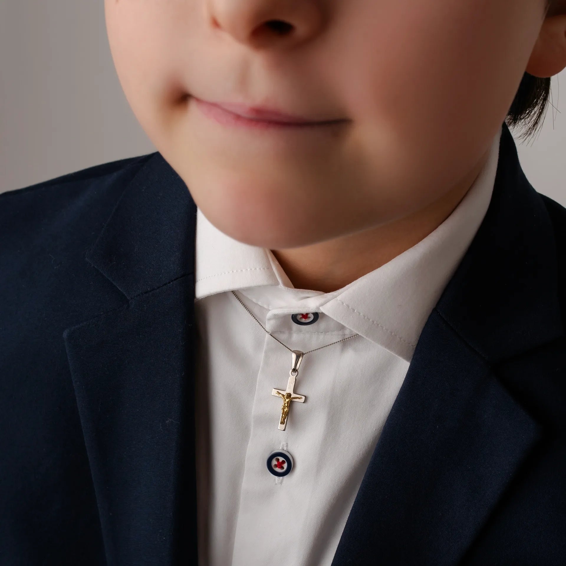 Silver Necklace with Two-Tone Crucifix Kids Collection