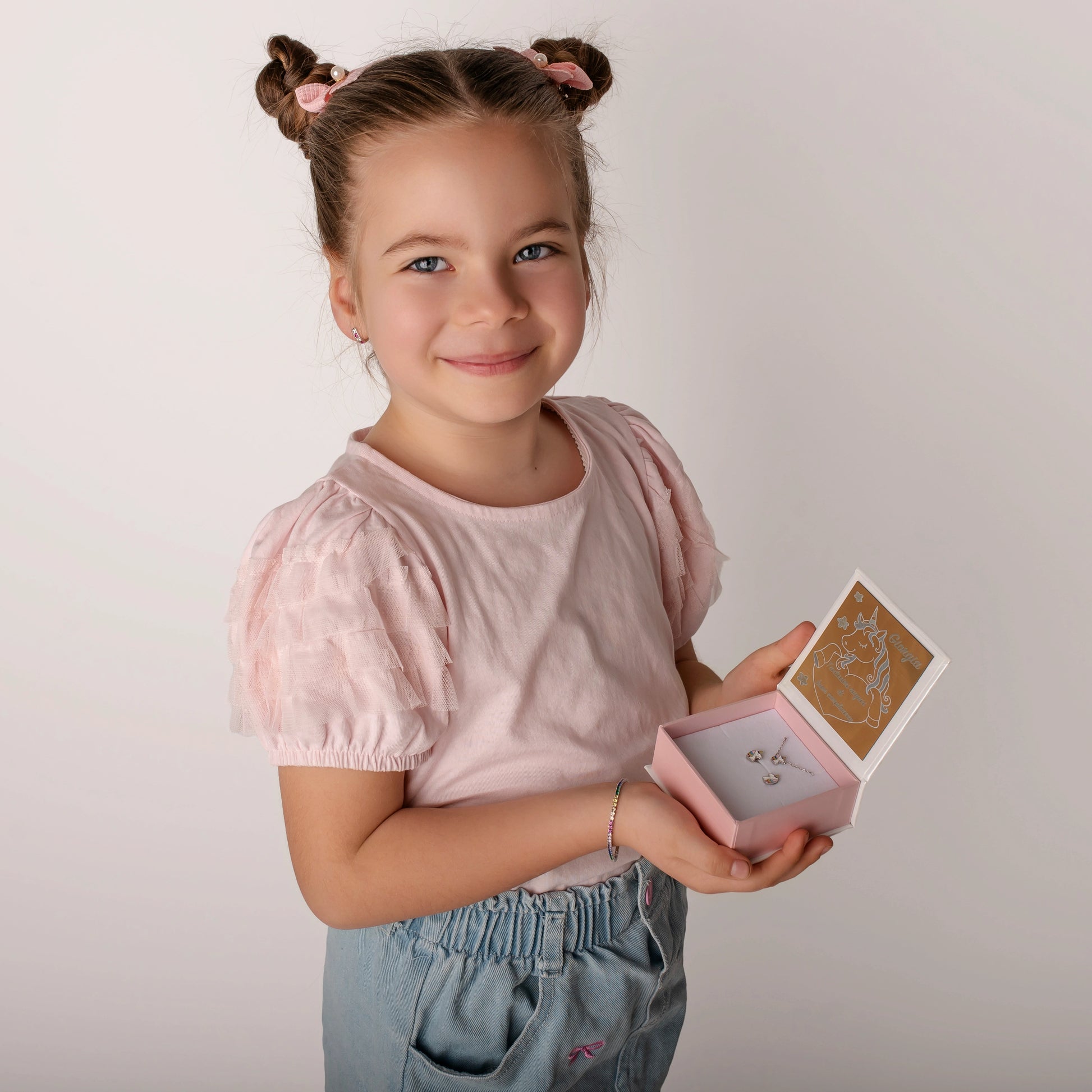 Bracciale da Bambina in Oro con Angioletto Rosa