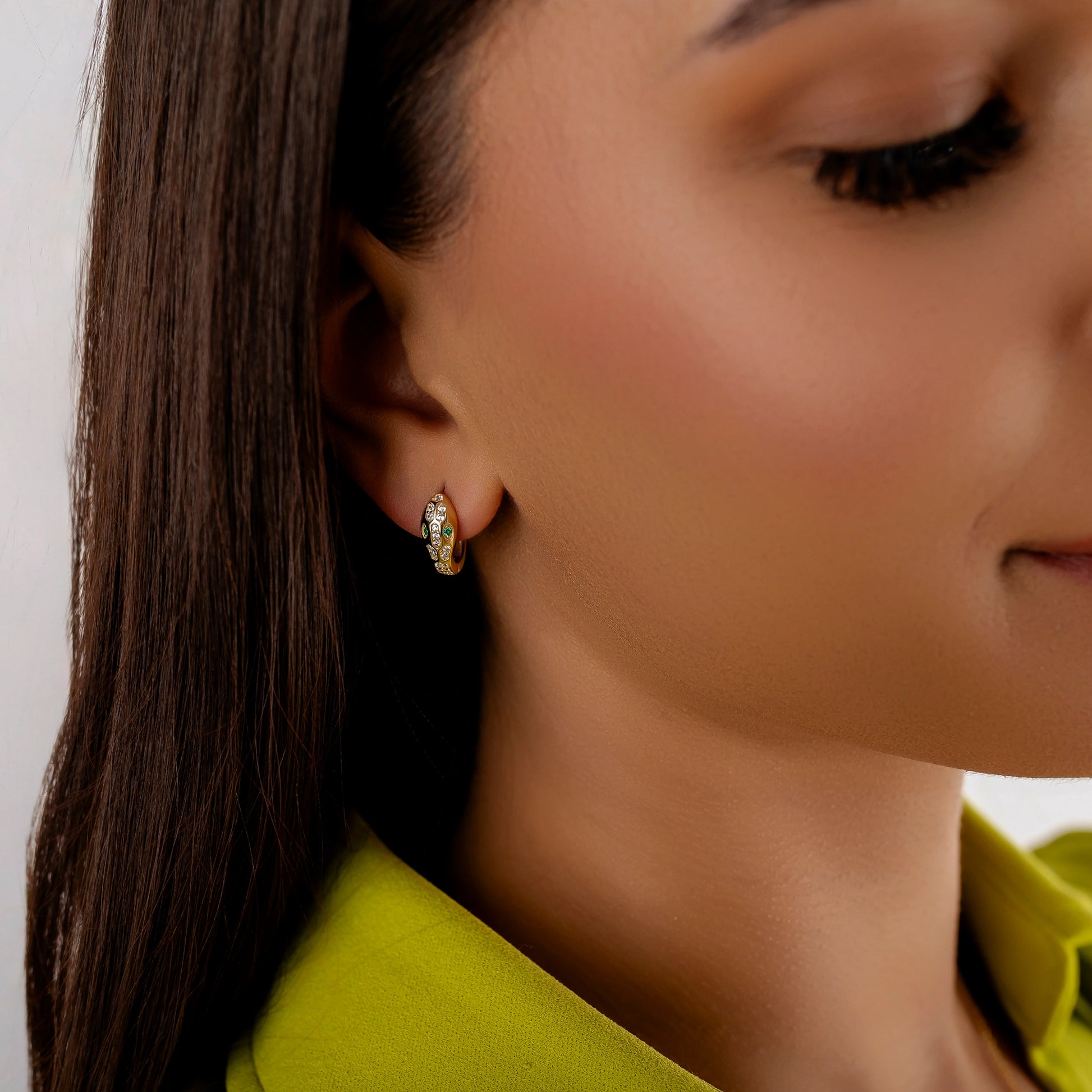 Gold Snake Head Earrings