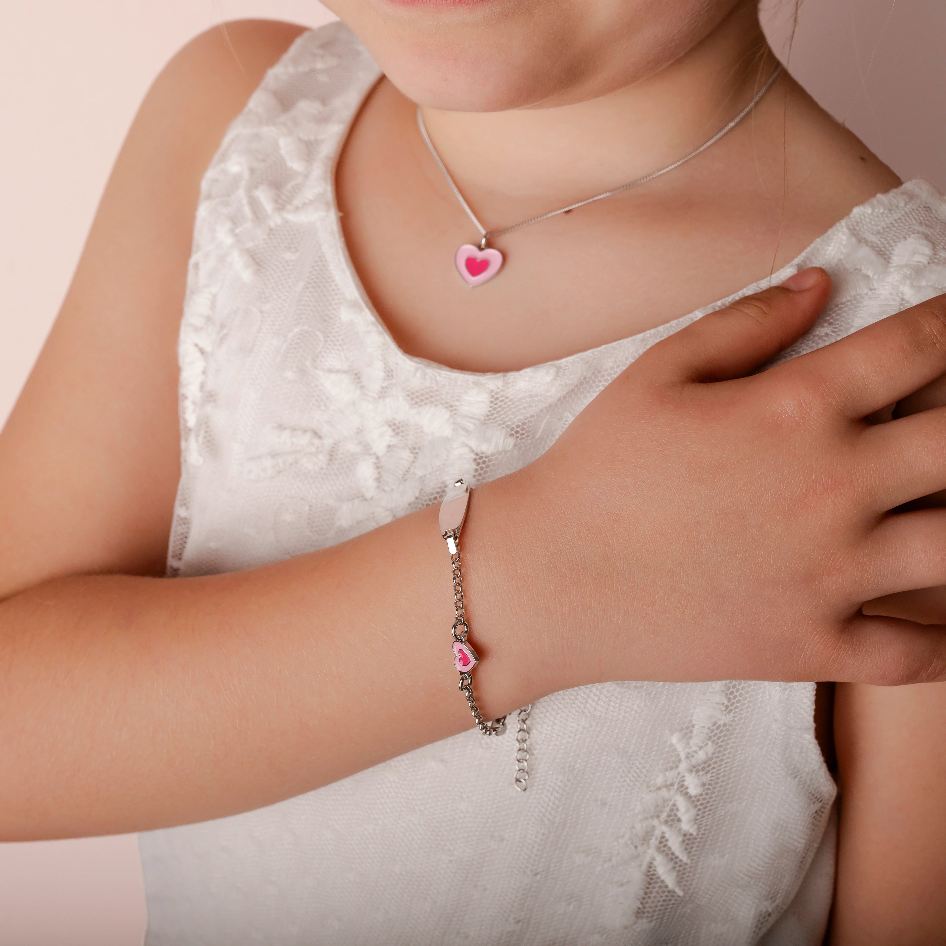 Bracelet with Pink Enamel Heart