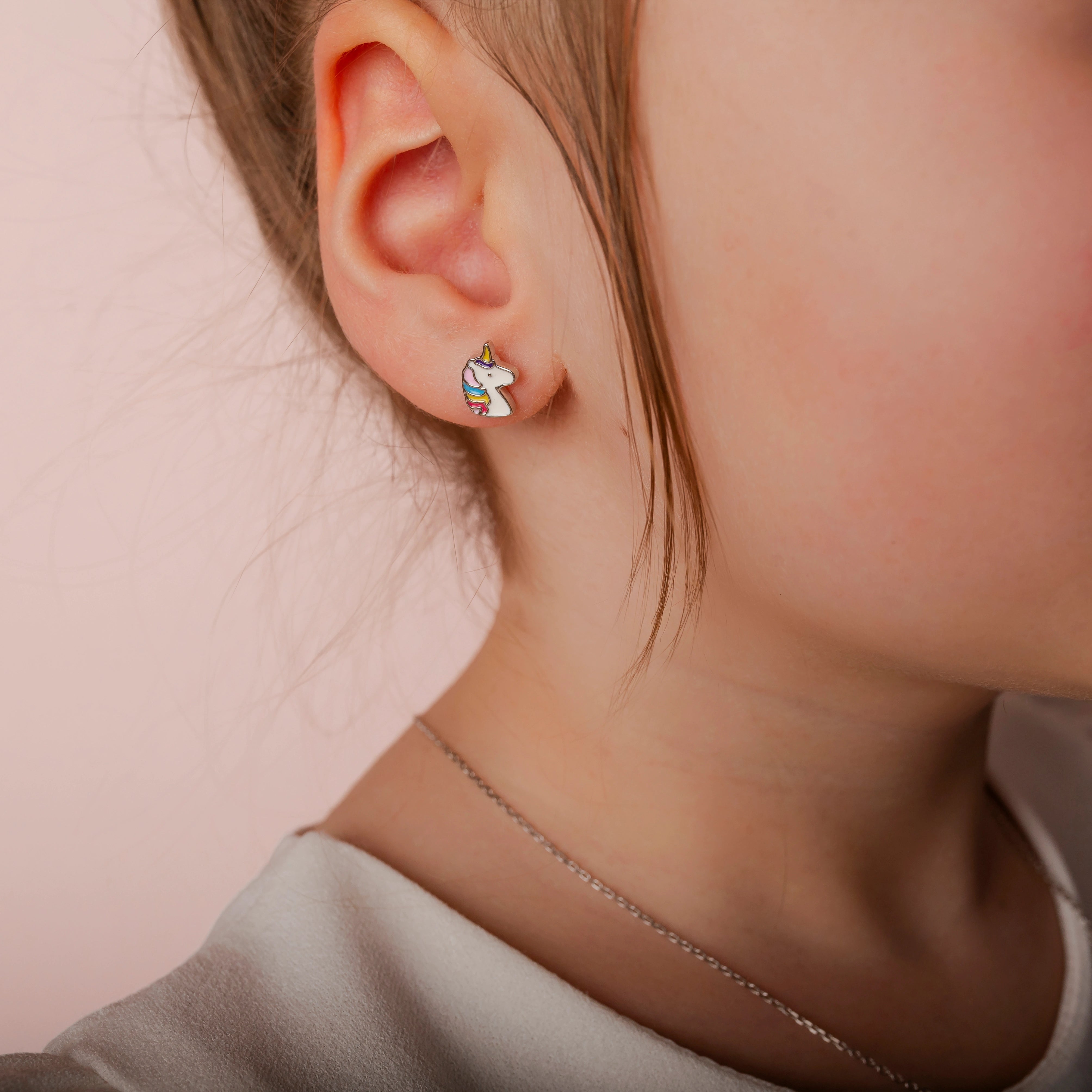 Monkimau Set Regalo Unicorno Per Bambine E Ragazze - Orecchini E Collana In Argento 925 Placcato Oro, Tema Cavallo, Gioielli Magici Con Custodia
