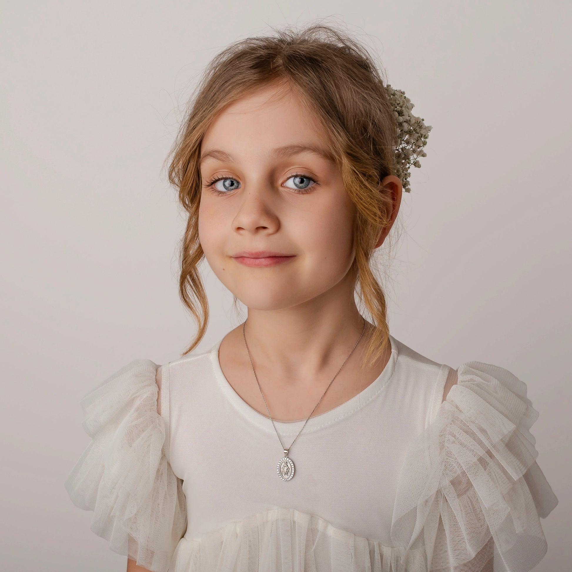 Collana Argento Madonna Miracolosa con Zirconi