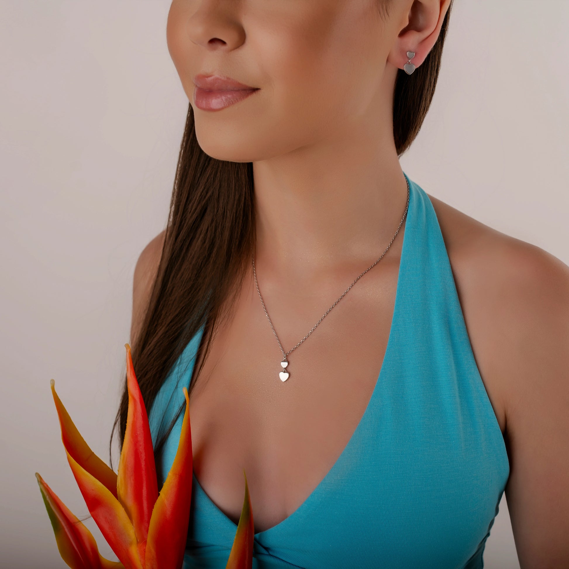 Parure in Argento con Cuori in Madreperla