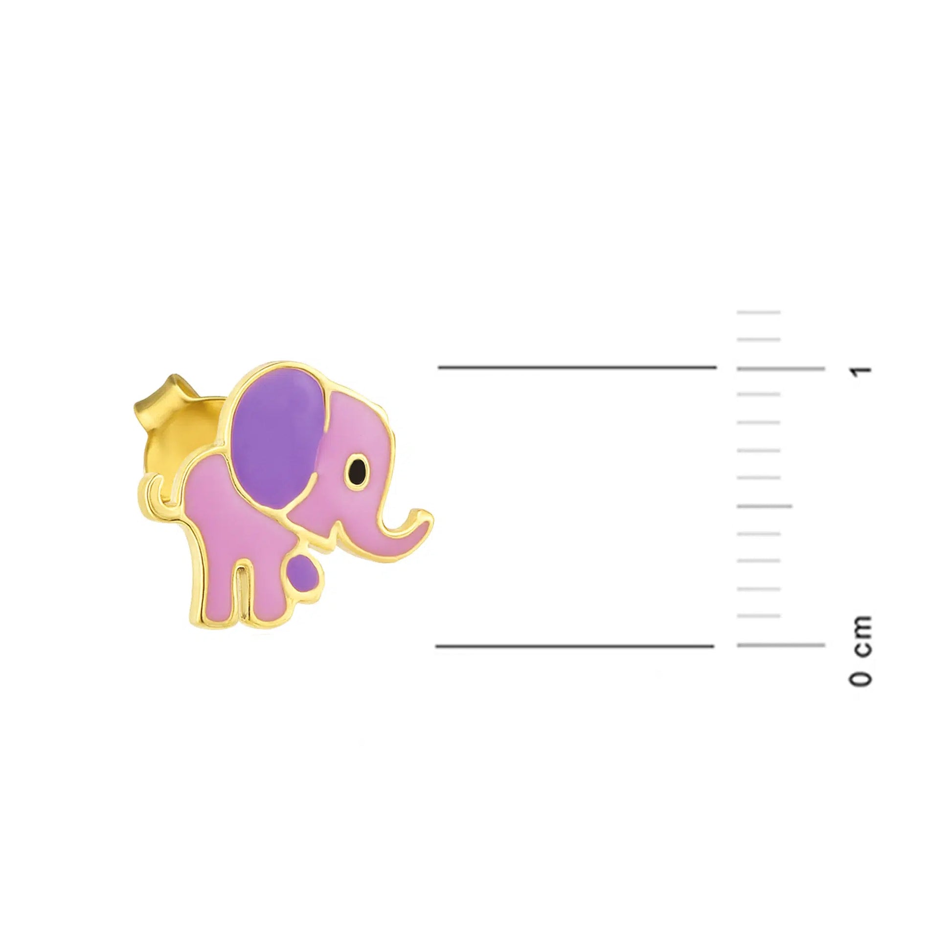 Silver Earrings with Enamel Little Elephant