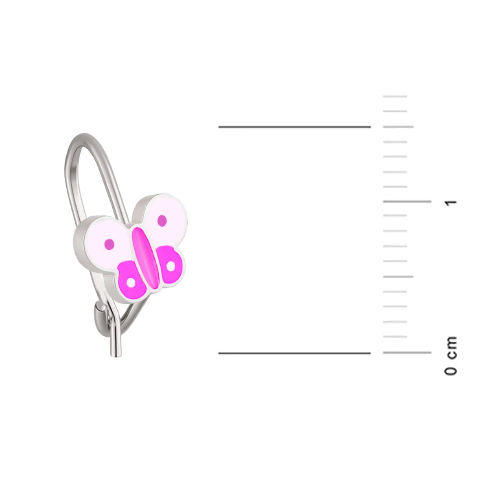 Boucles d'oreilles cloche en argent avec papillon blanc et rose