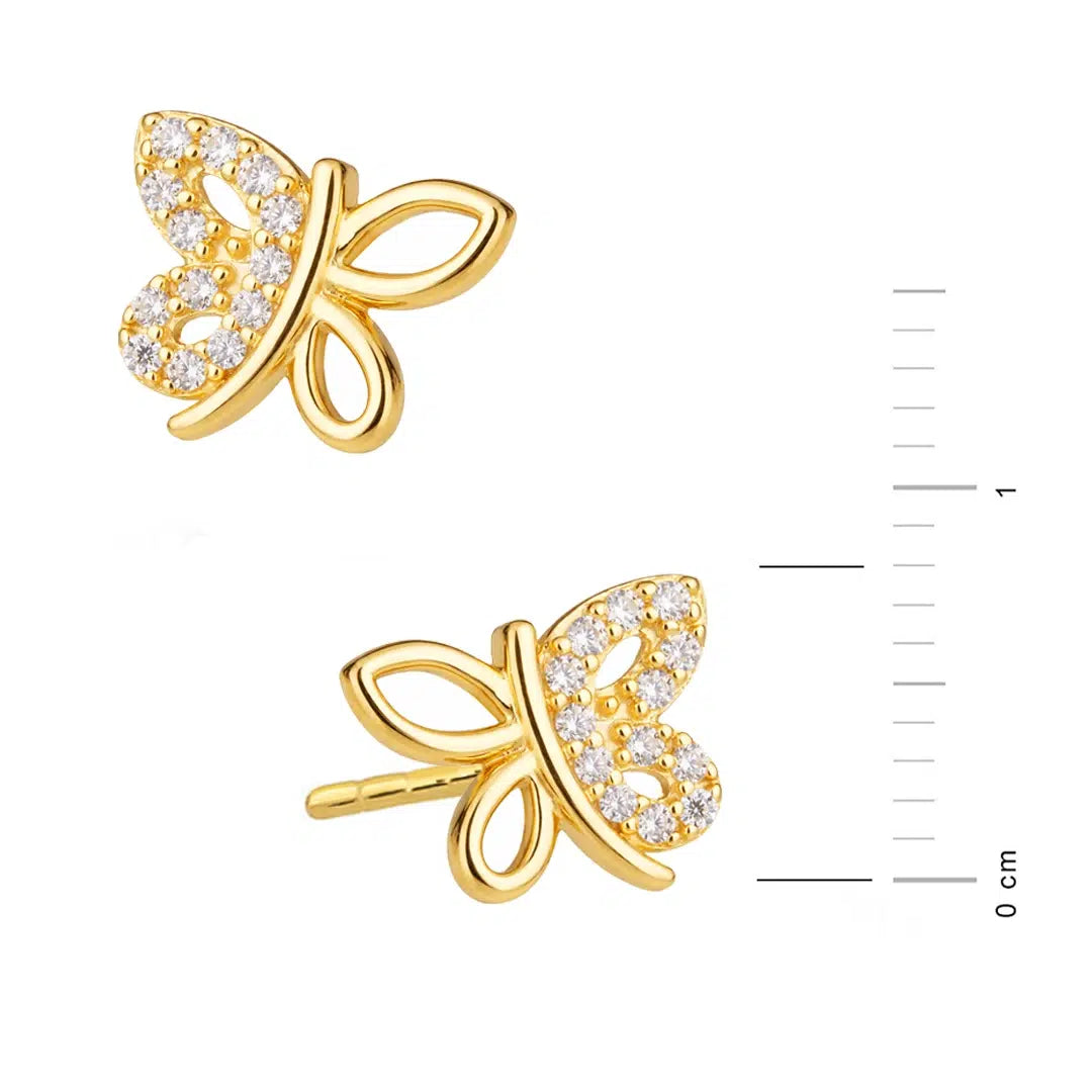Orecchini in Oro con Farfalla e Zirconi