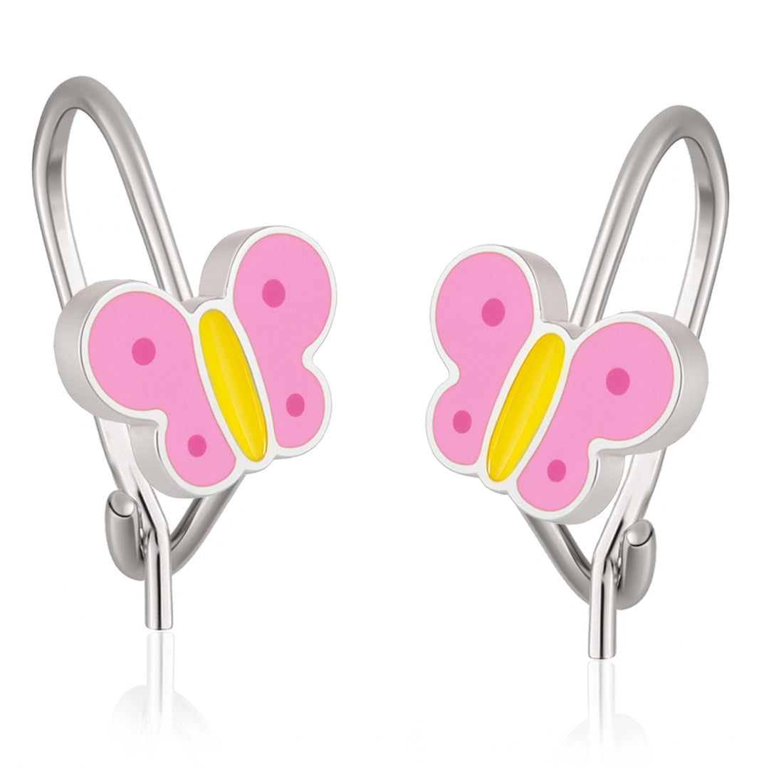 Boucles d'oreilles cloche en argent avec papillon
