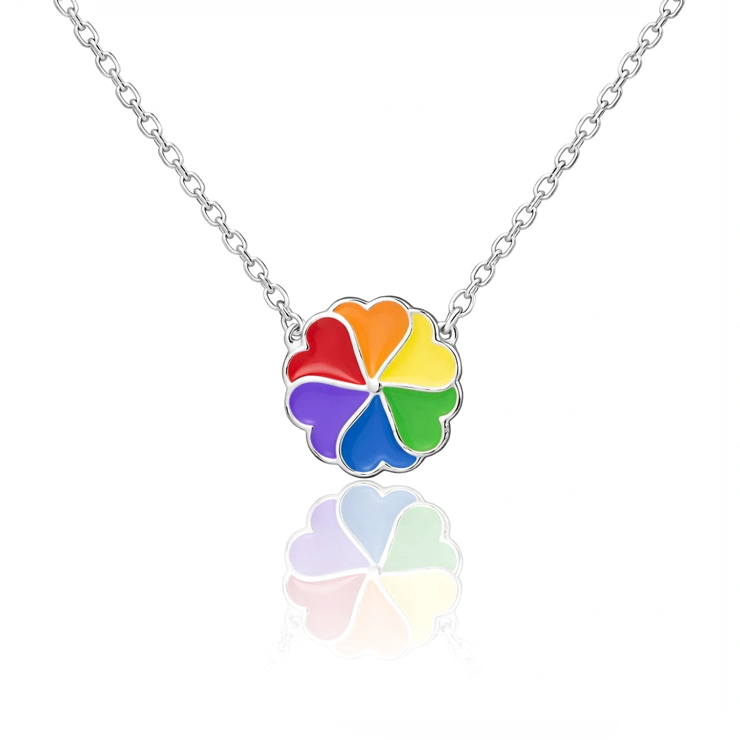 Collier avec Fleur Arc-en-ciel