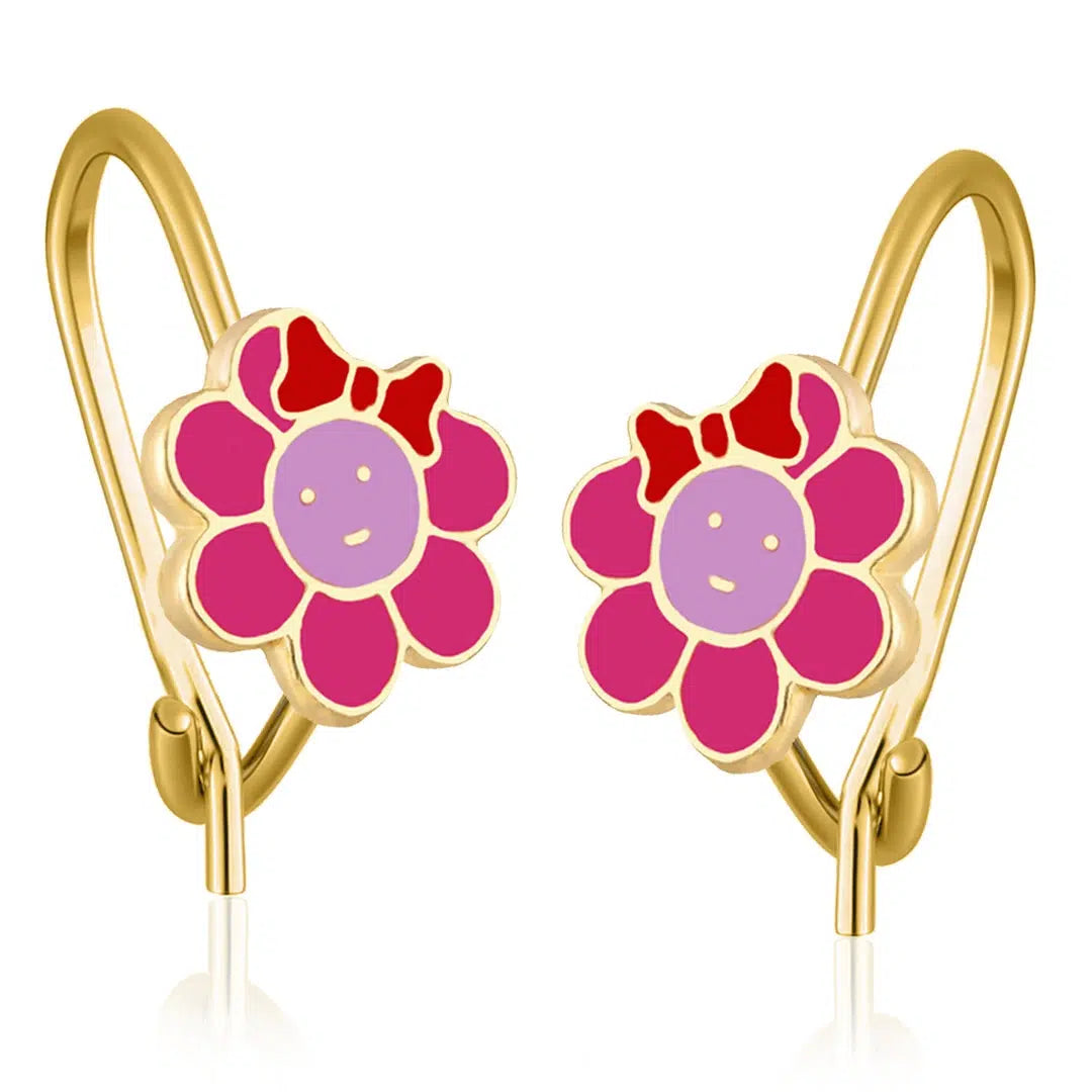 Orecchini a Campanella in Argento con Fiore Dorato