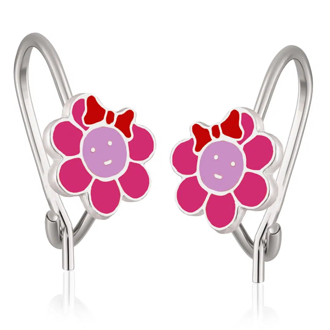 Boucles d'oreilles cloche en argent avec fleur