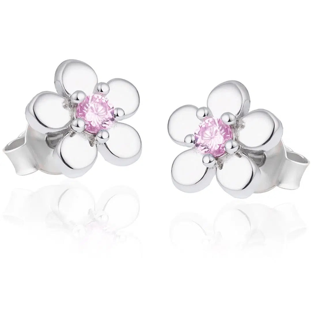 Orecchini con Fiore e Zircone Rosa