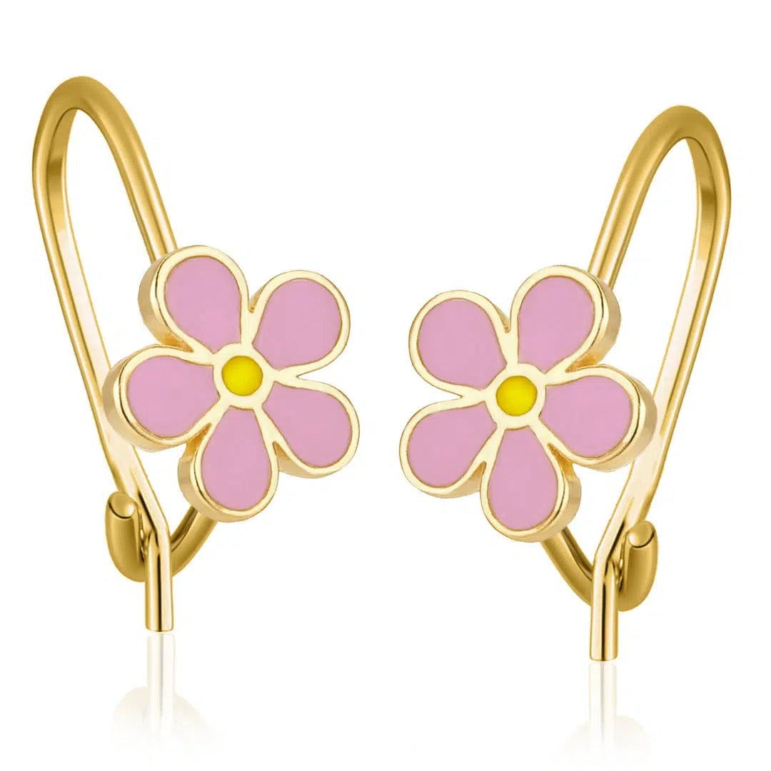 Silver Bell Earrings with Daisy