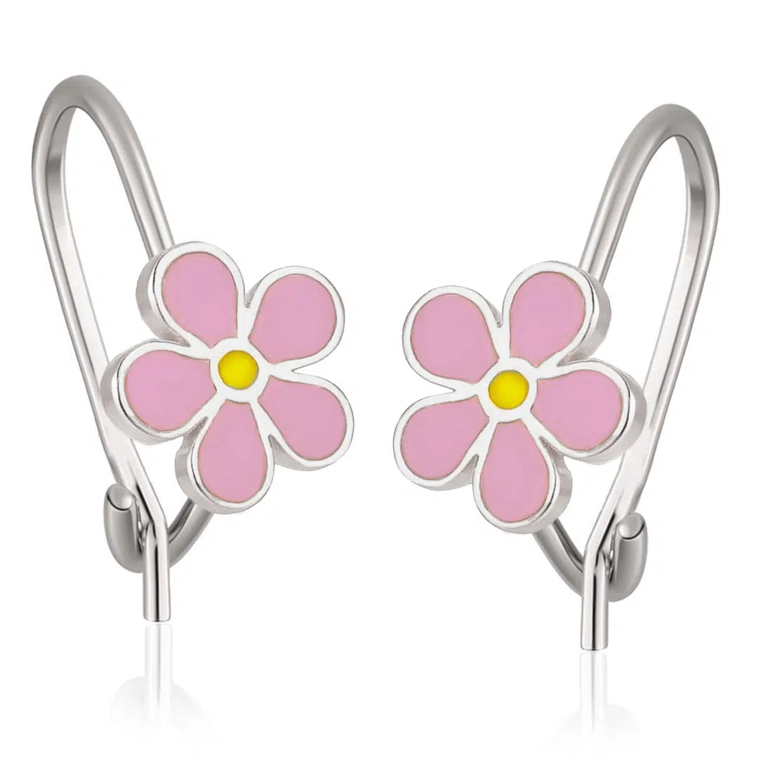 Boucles d'oreilles cloche en argent avec marguerite