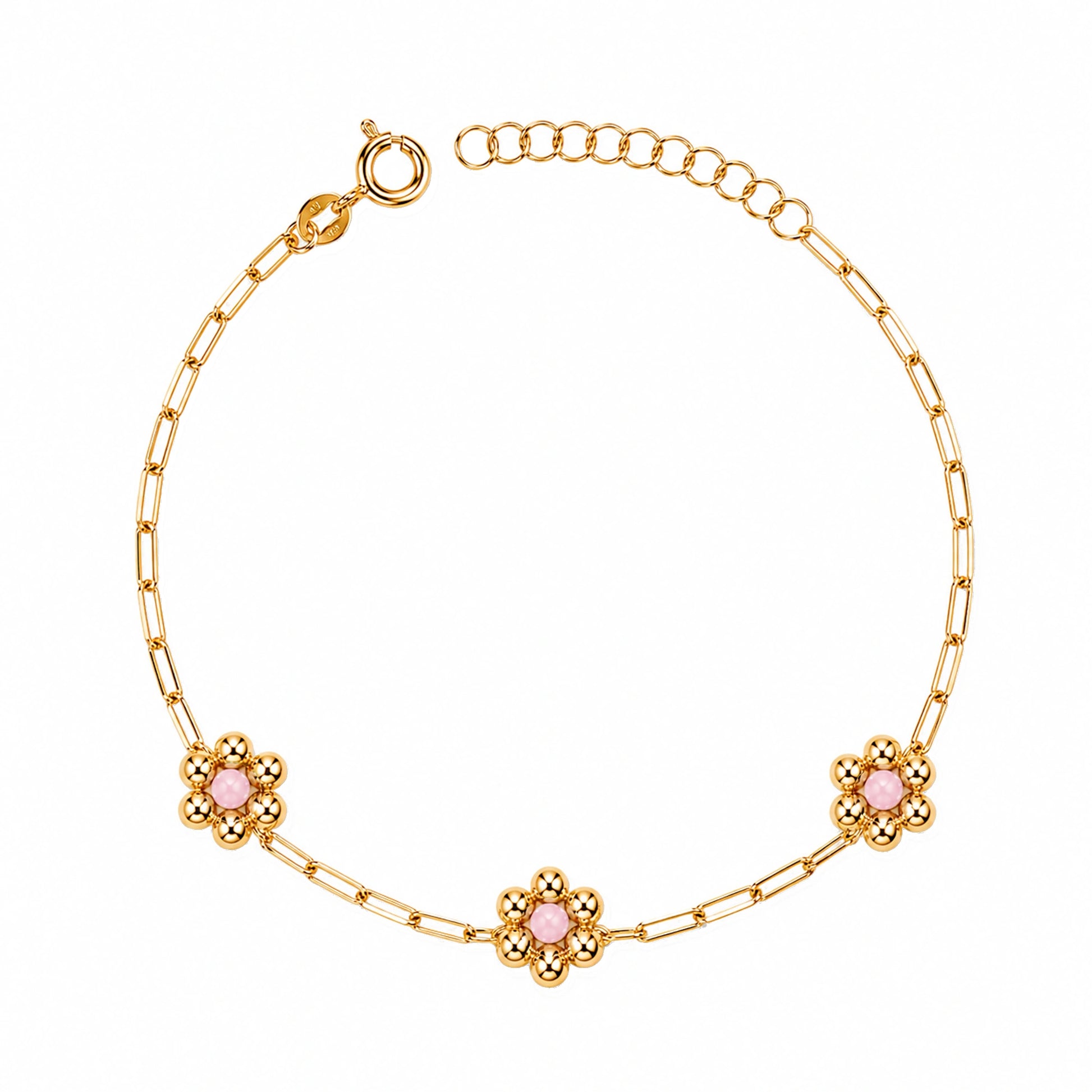 Golden Bracelet with Three Flowers