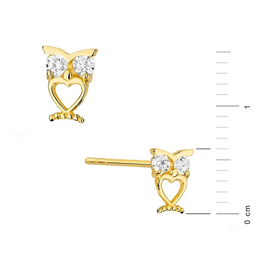 Orecchini Oro Gufo con Zirconi