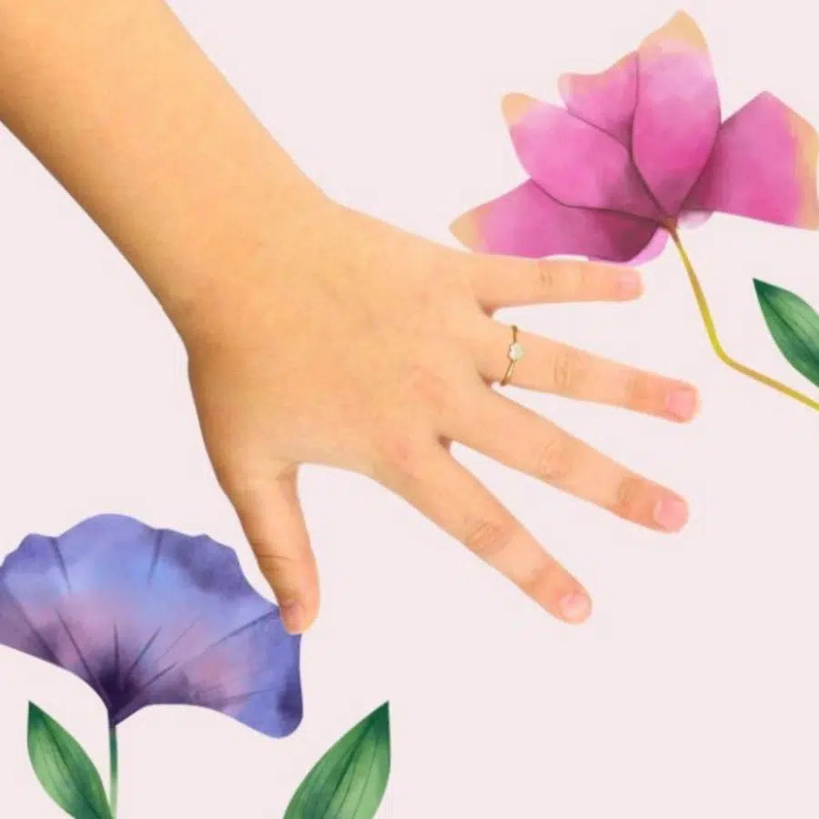 Hearts Kids Ring in Gold with White Zircon