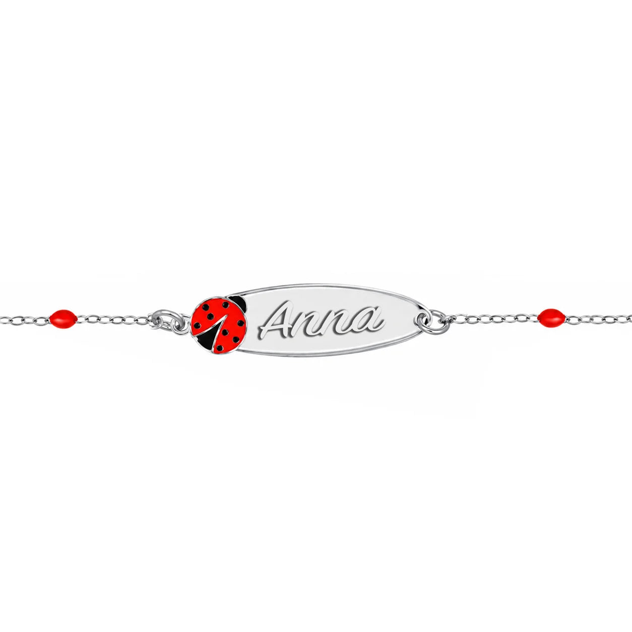 Rosary-Armband aus Silber mit emailliertem Marienkäfer