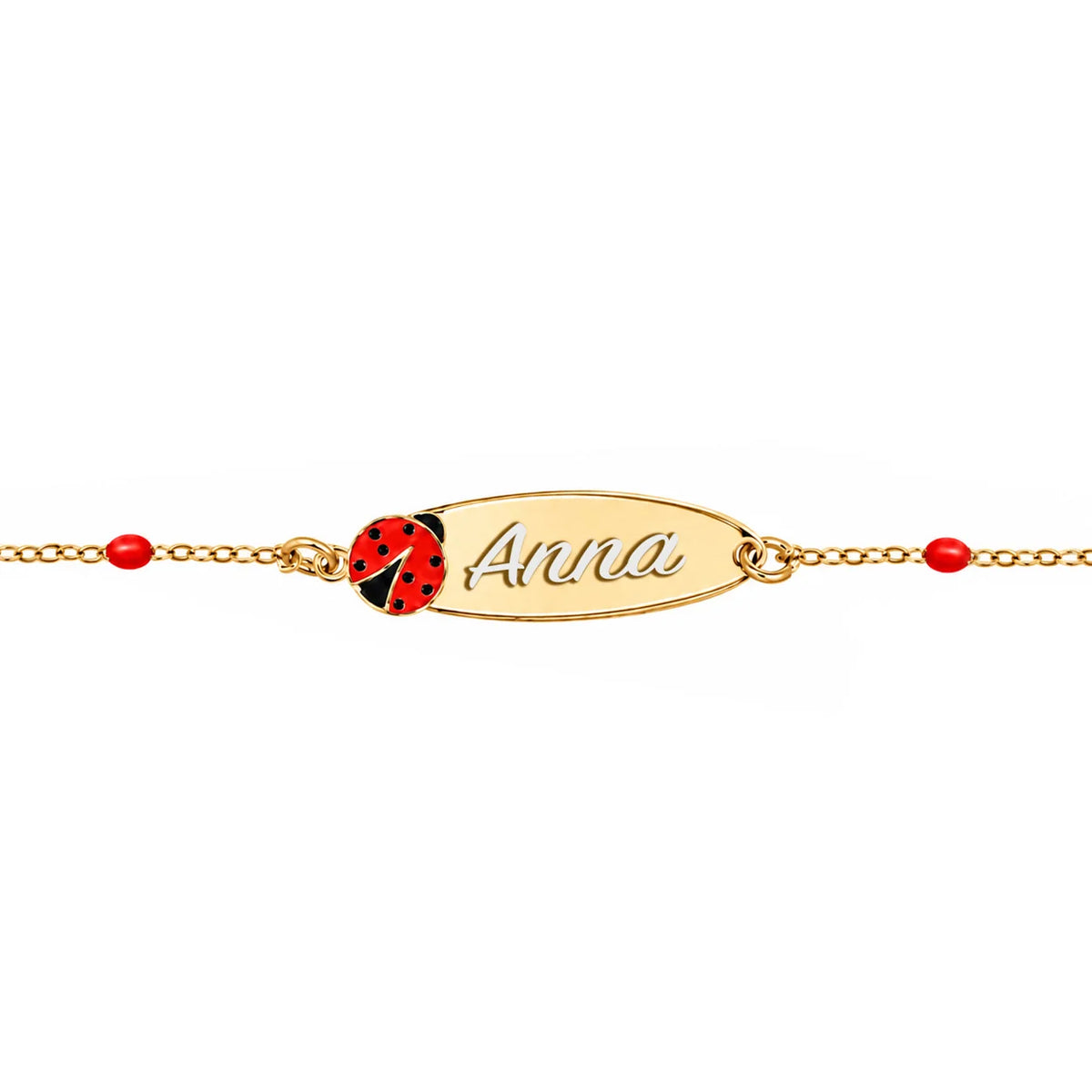Silver Rosary Bracelet with Enamel Ladybug