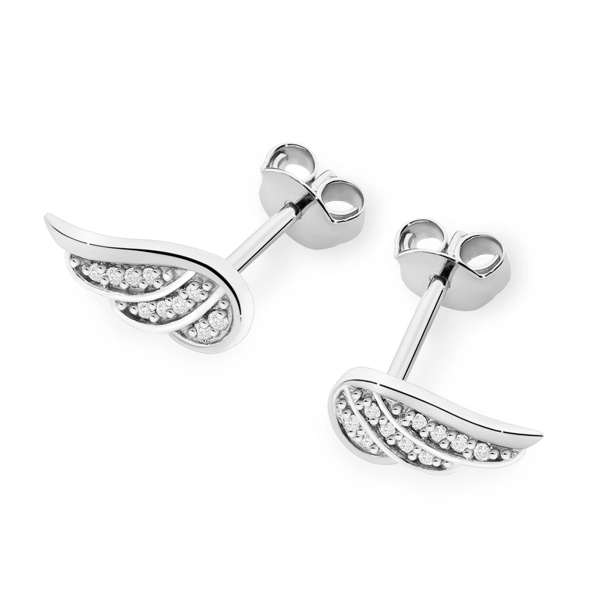 Wings Gold Earrings with 20 Diamonds