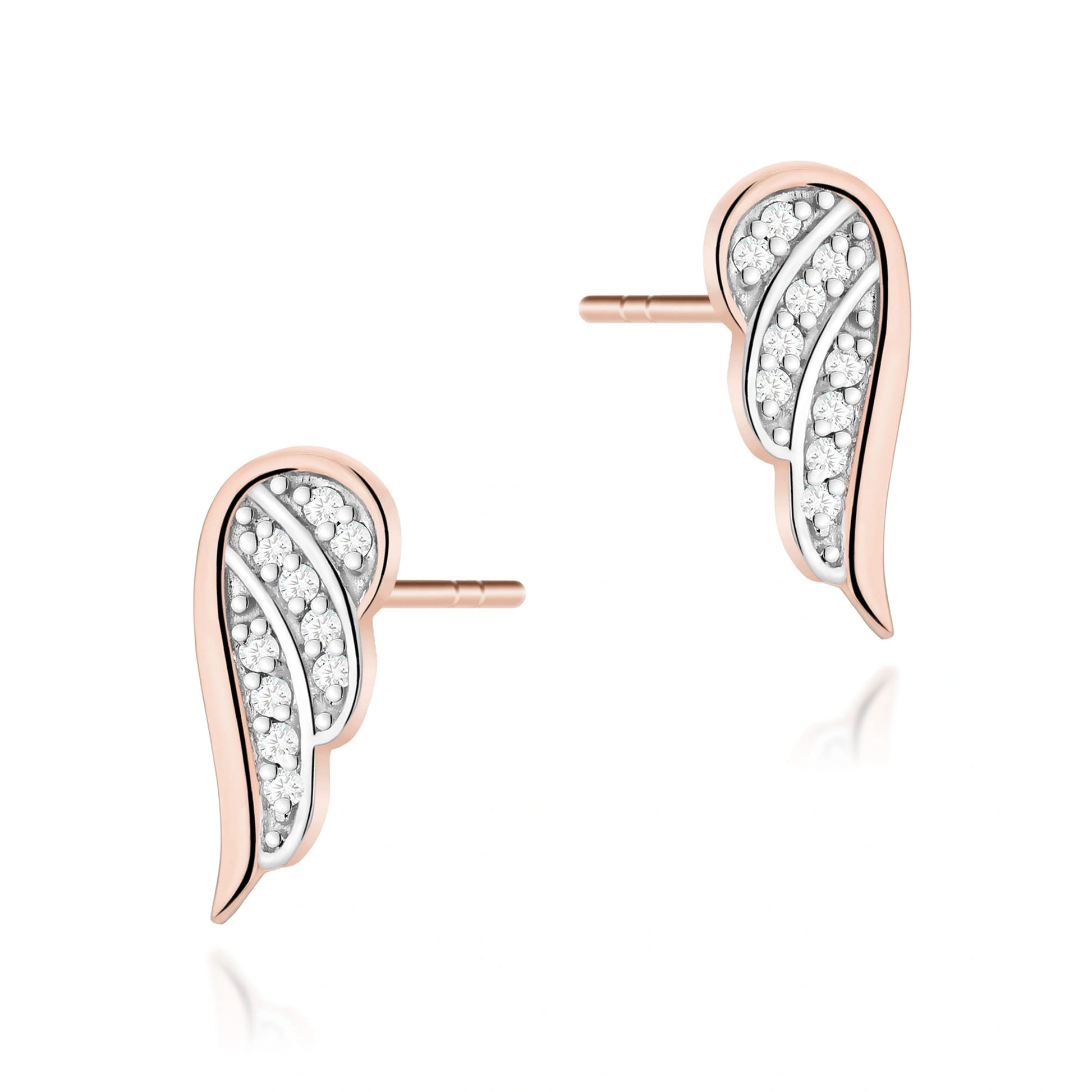 Wings Gold Earrings with 20 Diamonds