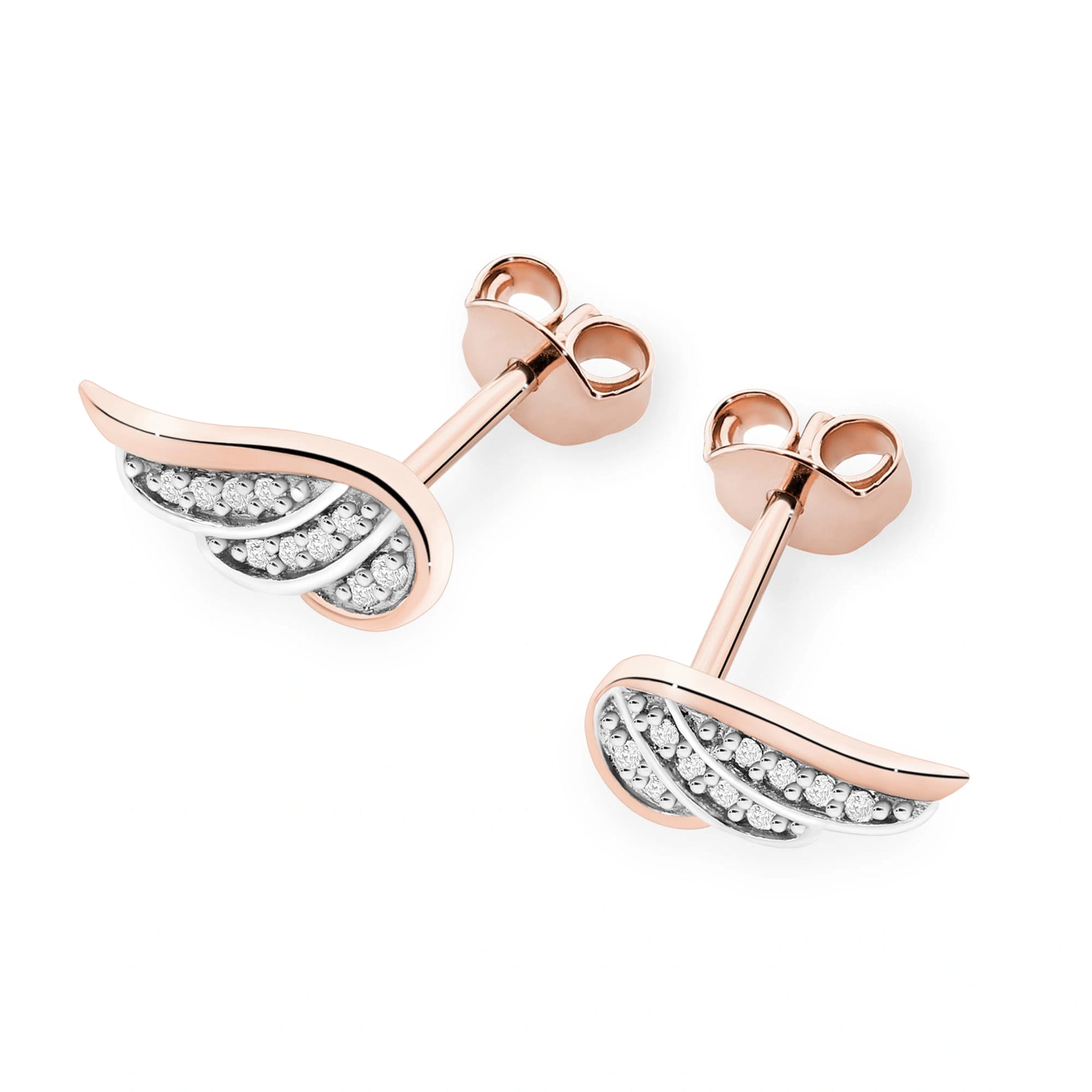 Wings Gold Earrings with 20 Diamonds