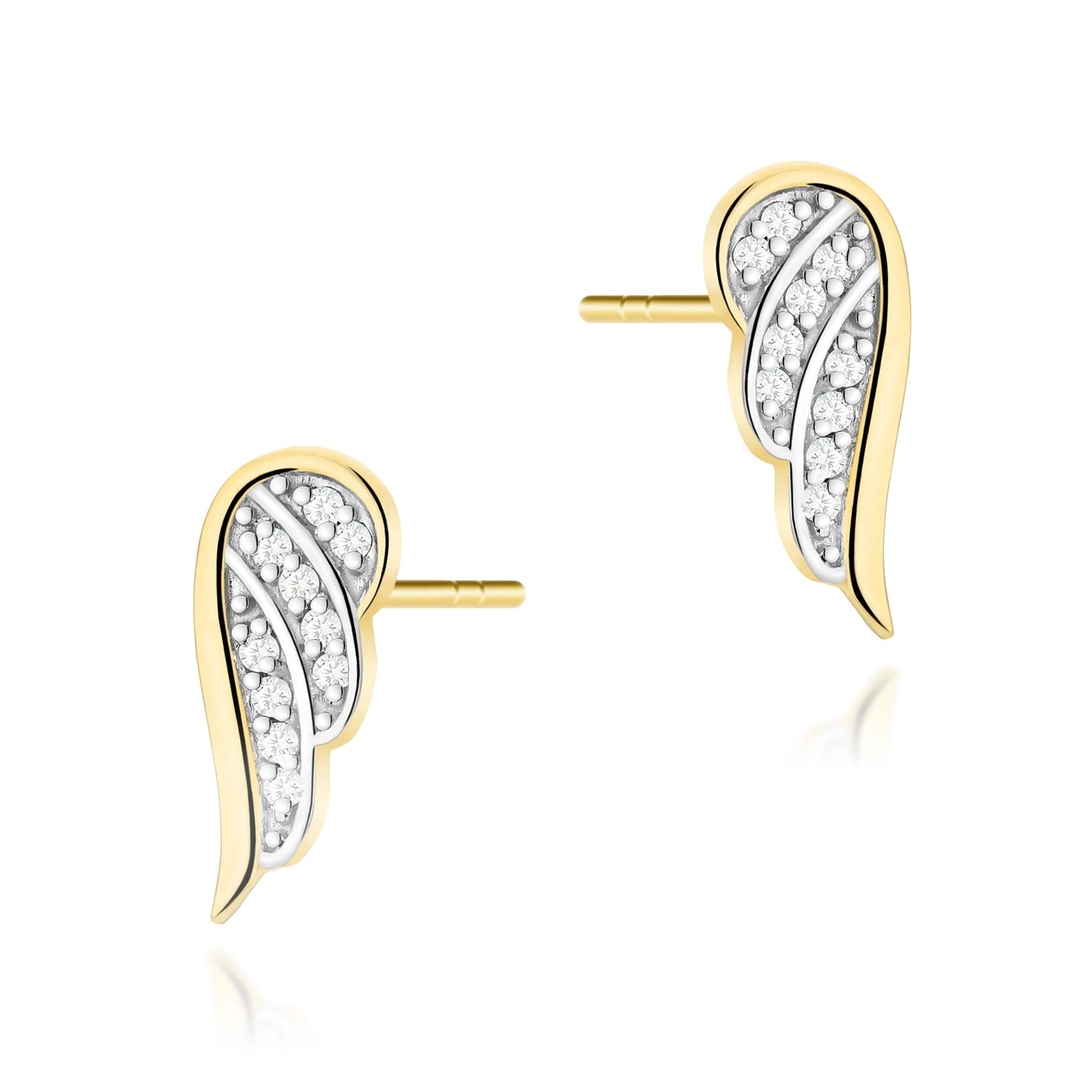 Wings Gold Earrings with 20 Diamonds