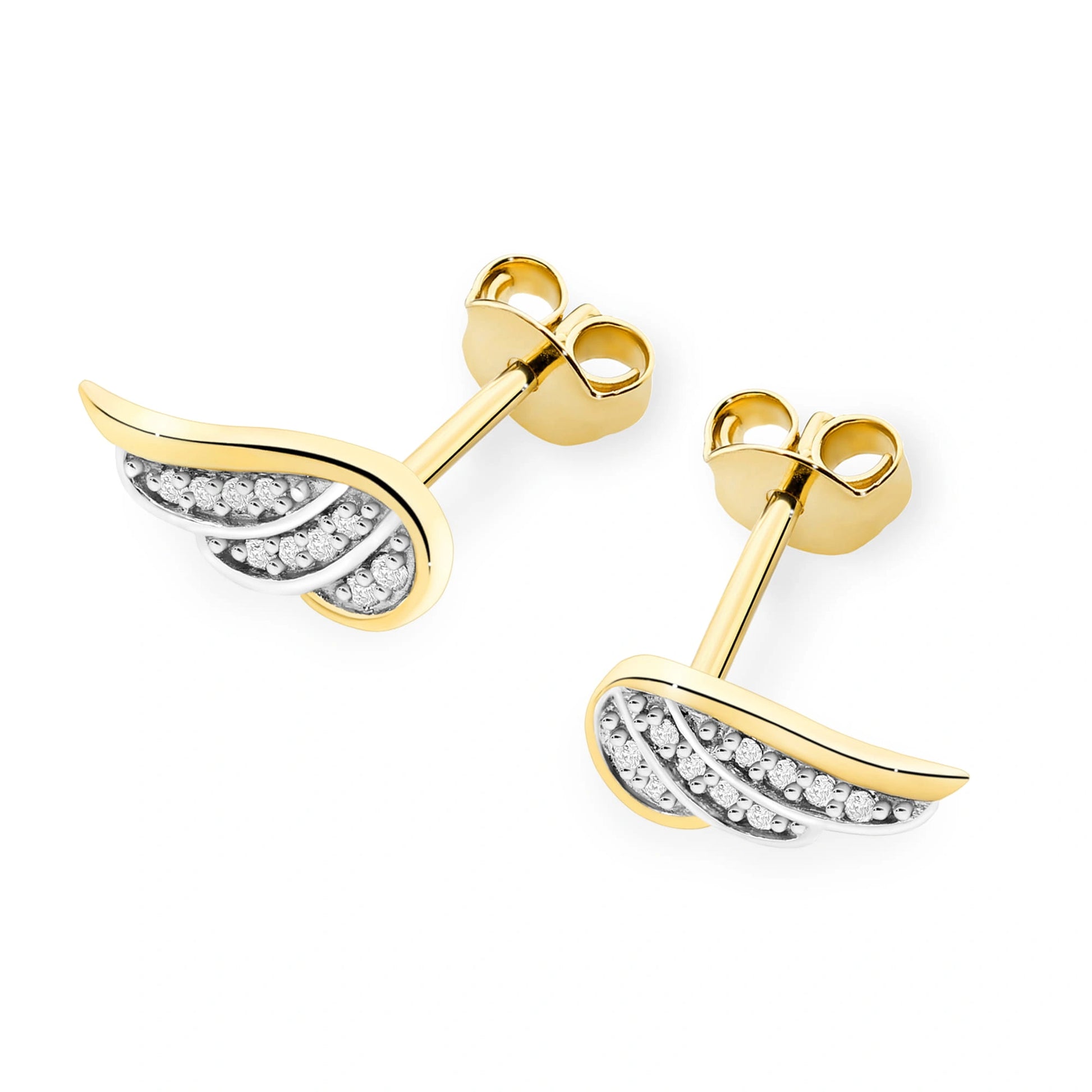 Wings Gold Earrings with 20 Diamonds