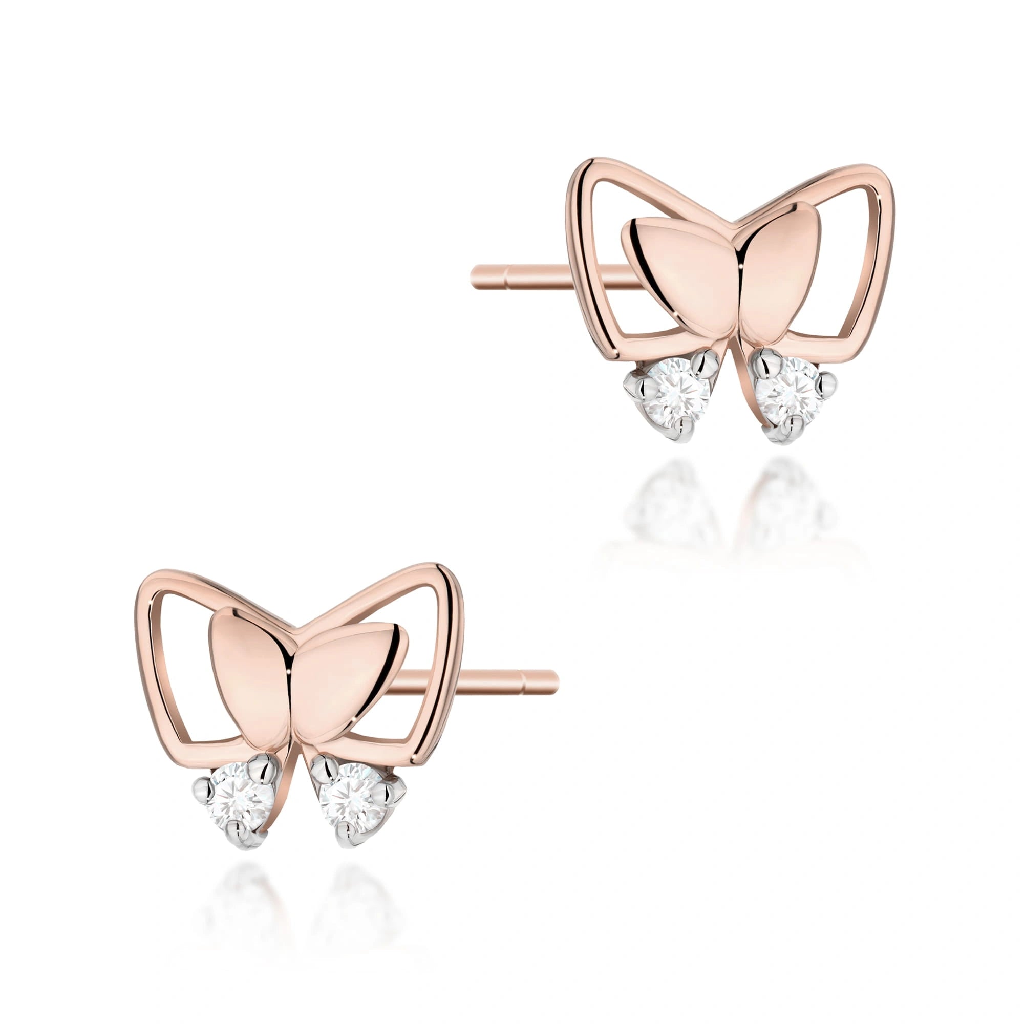 Pendientes mariposa de oro con diamante