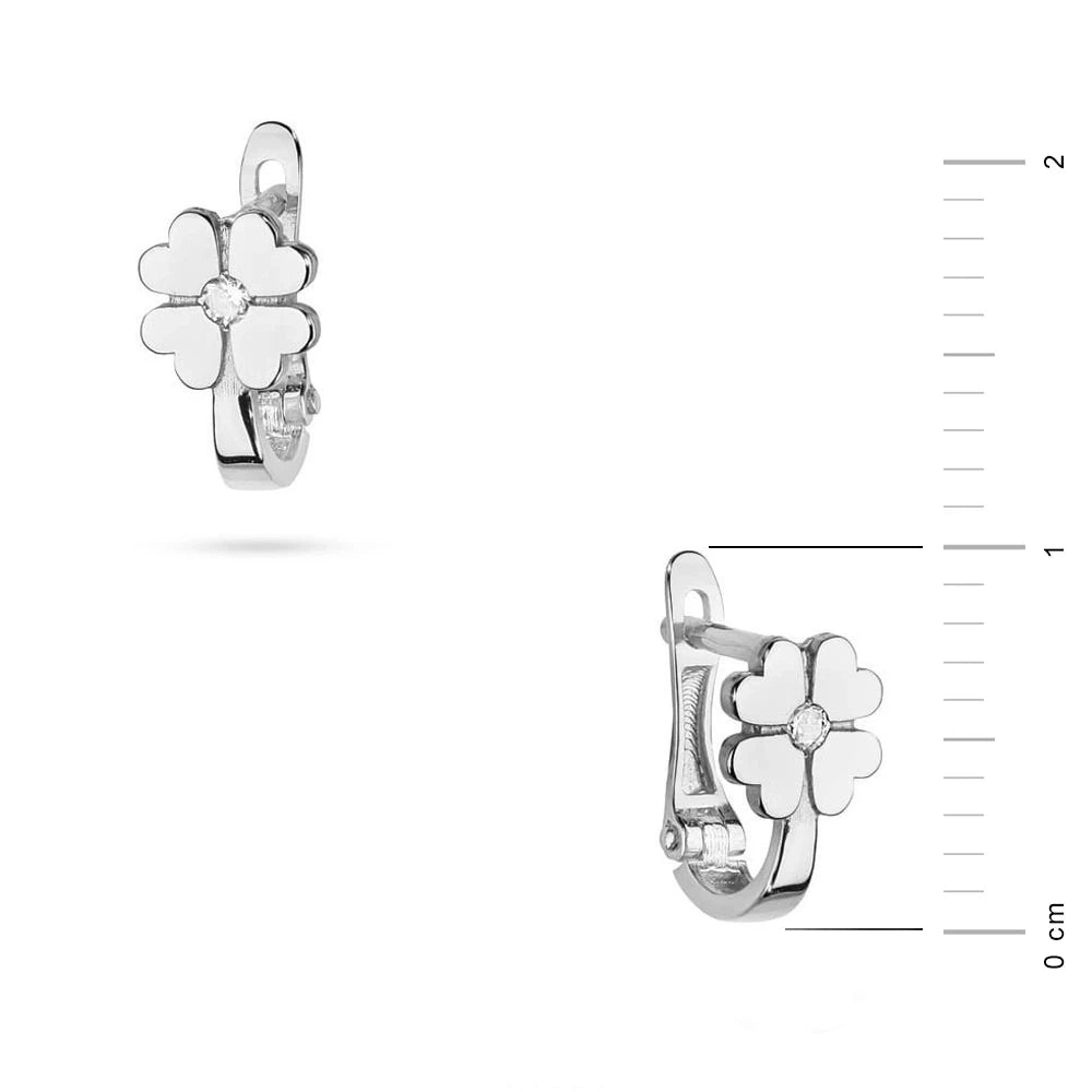 Pendientes trébol de cuatro hojas de oro con diamante