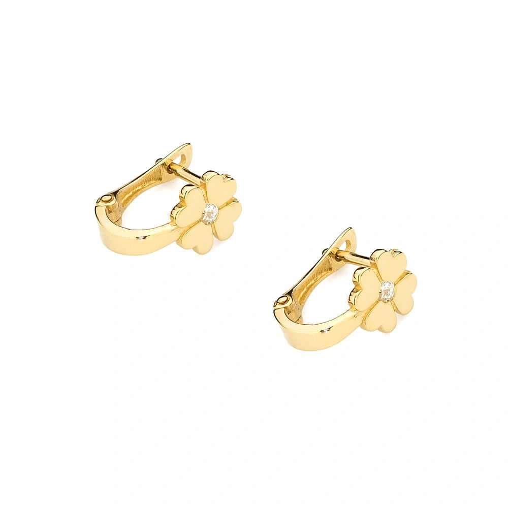 Orecchini Quadrifoglio in Oro con Diamante