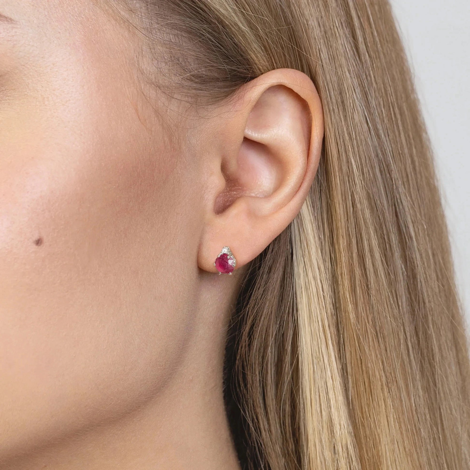 Fire Earrings in Gold with 0.60ct Ruby and Diamonds