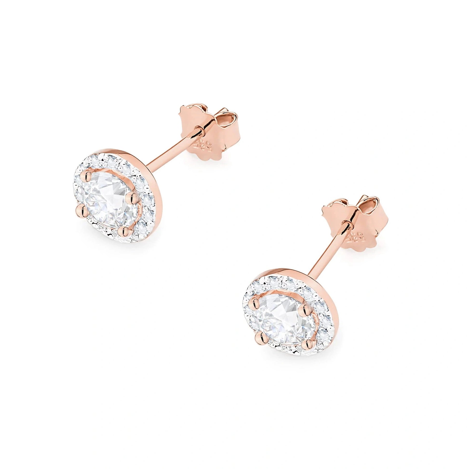 Boucles d'oreilles Halo en Or avec Diamants Lab