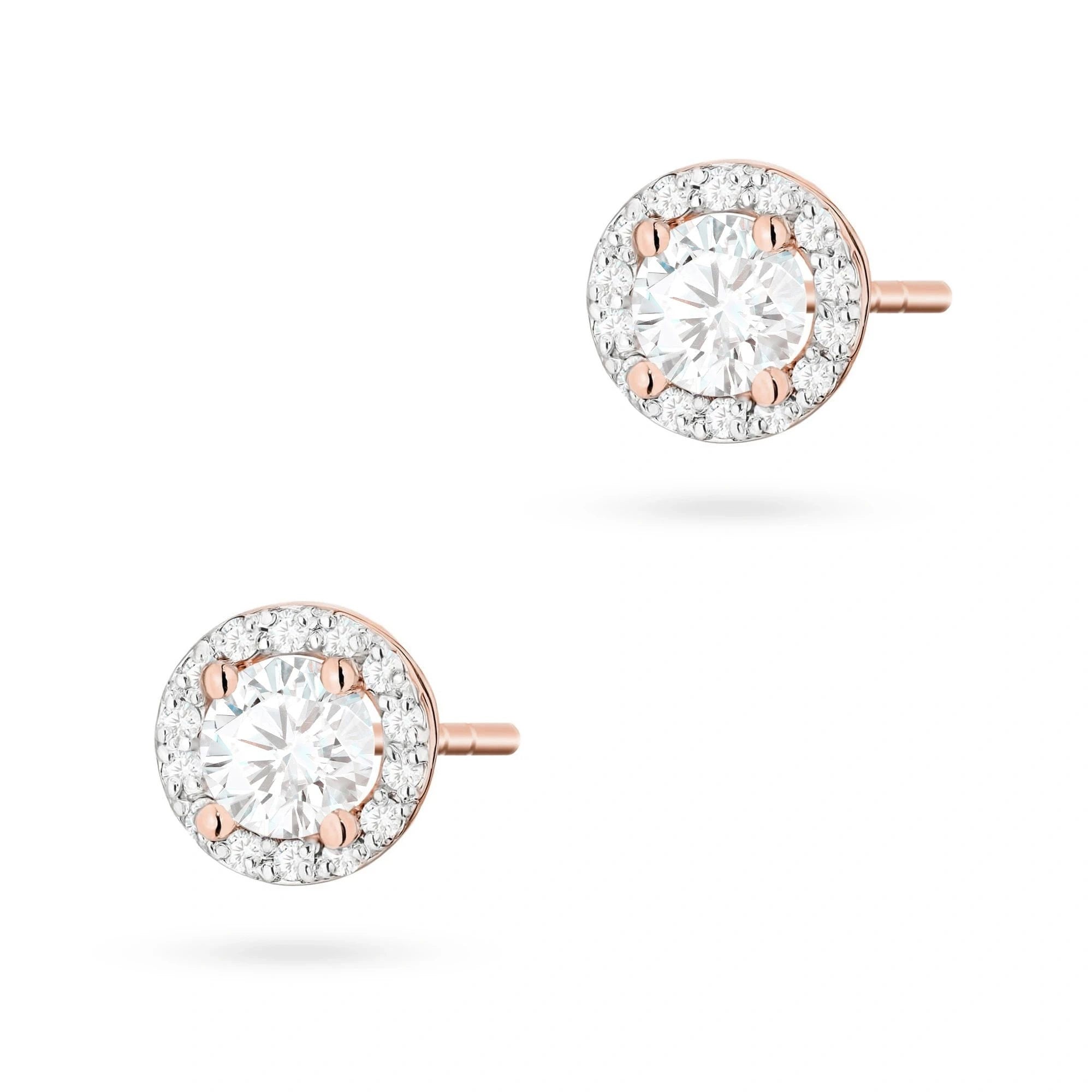 Halo Gold Earrings with Lab Diamonds