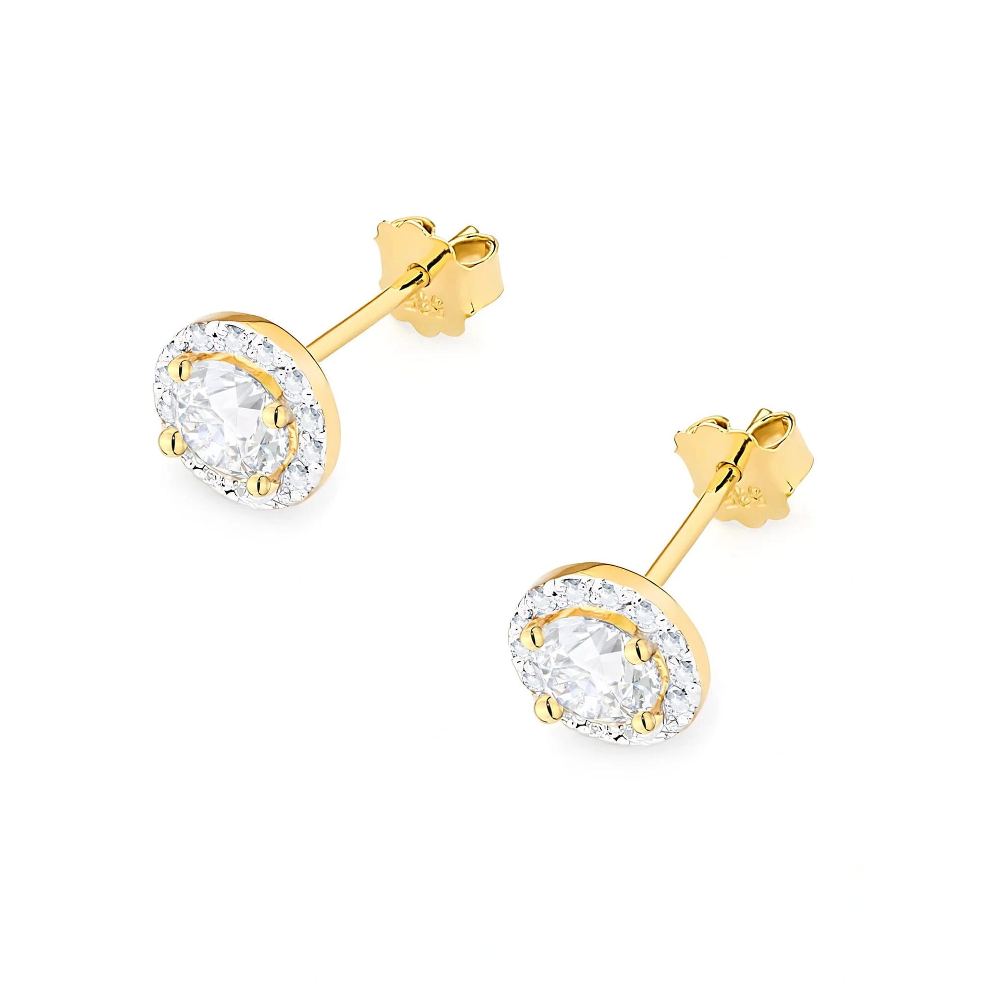 Boucles d'oreilles Halo en Or avec Diamants Lab