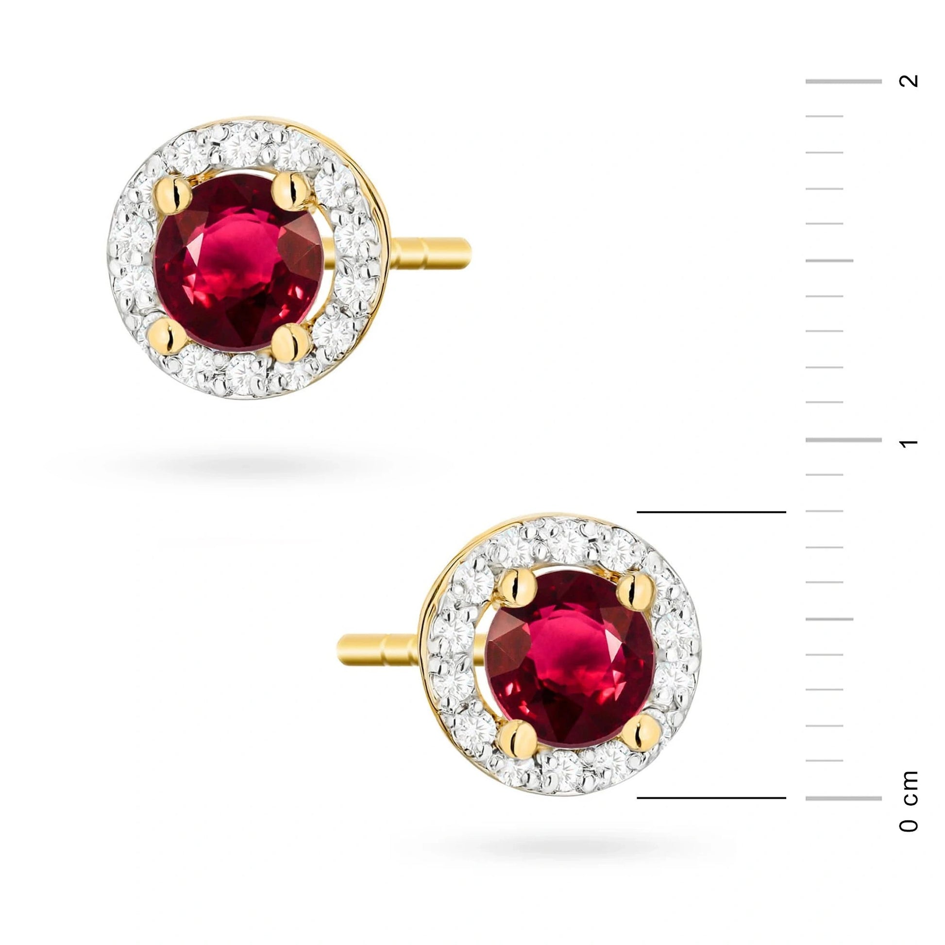 Halo-Ohrringe aus Gold mit 0,60 ct Rubin und 28 Diamanten