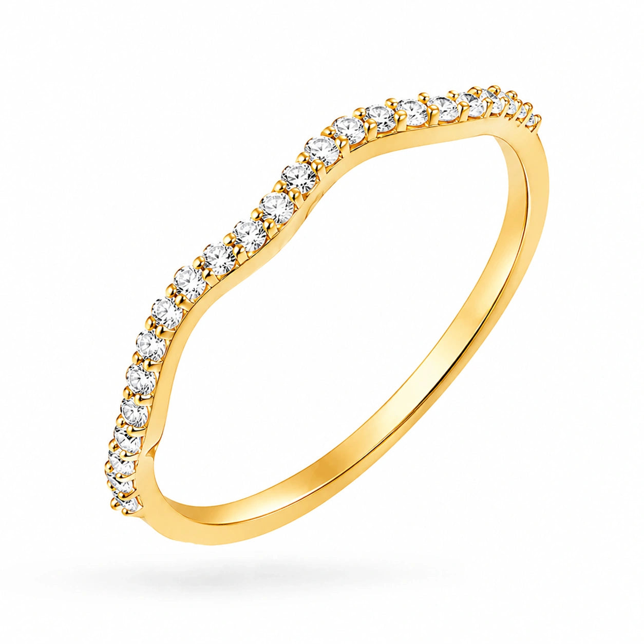 Gold Kendall Ring with White Cubic Zirconia