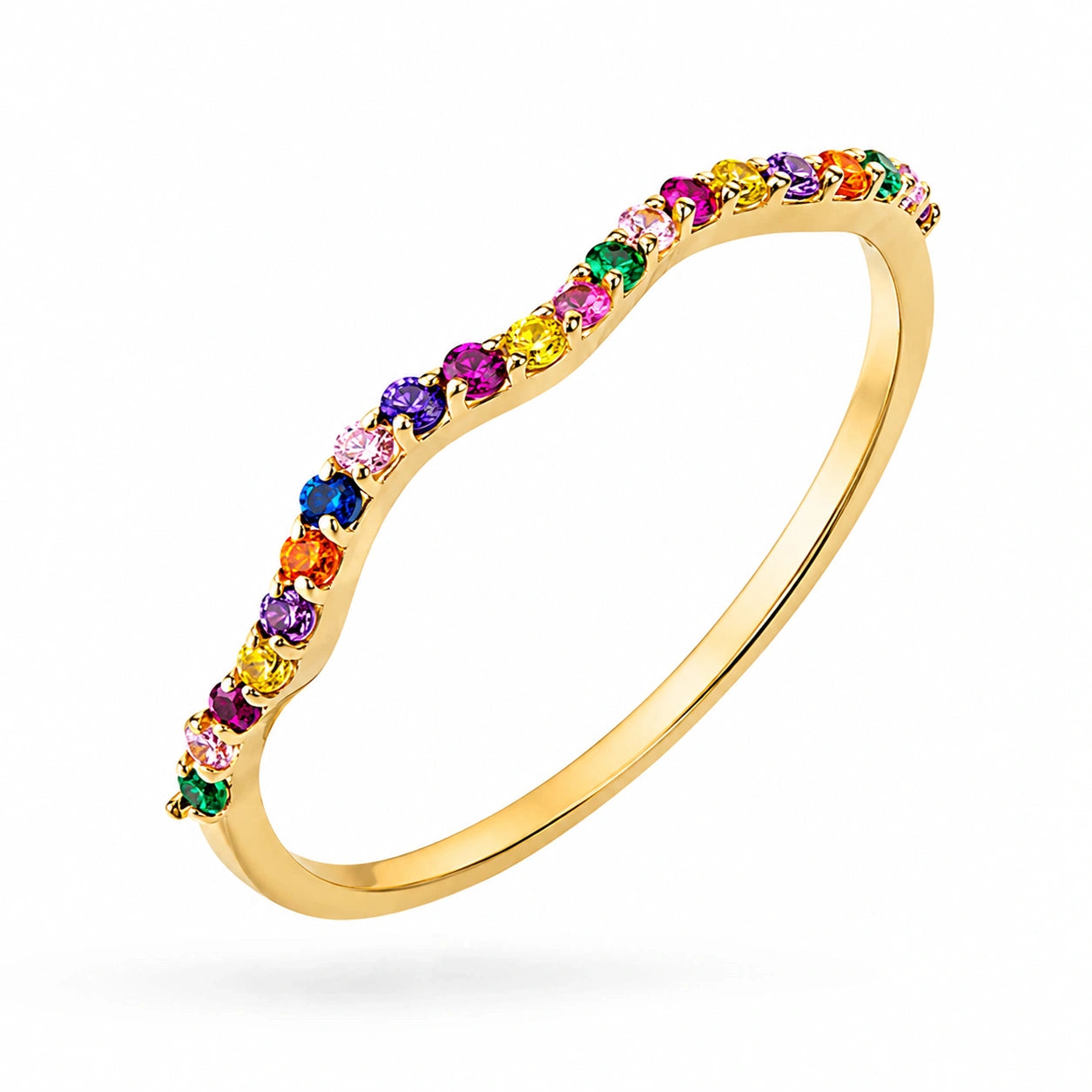 Kendall Gold Ring with Multicolor Cubic Zirconia