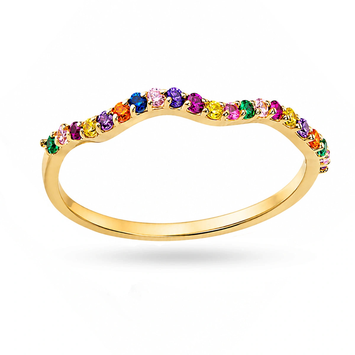 Kendall Gold Ring with Multicolor Cubic Zirconia