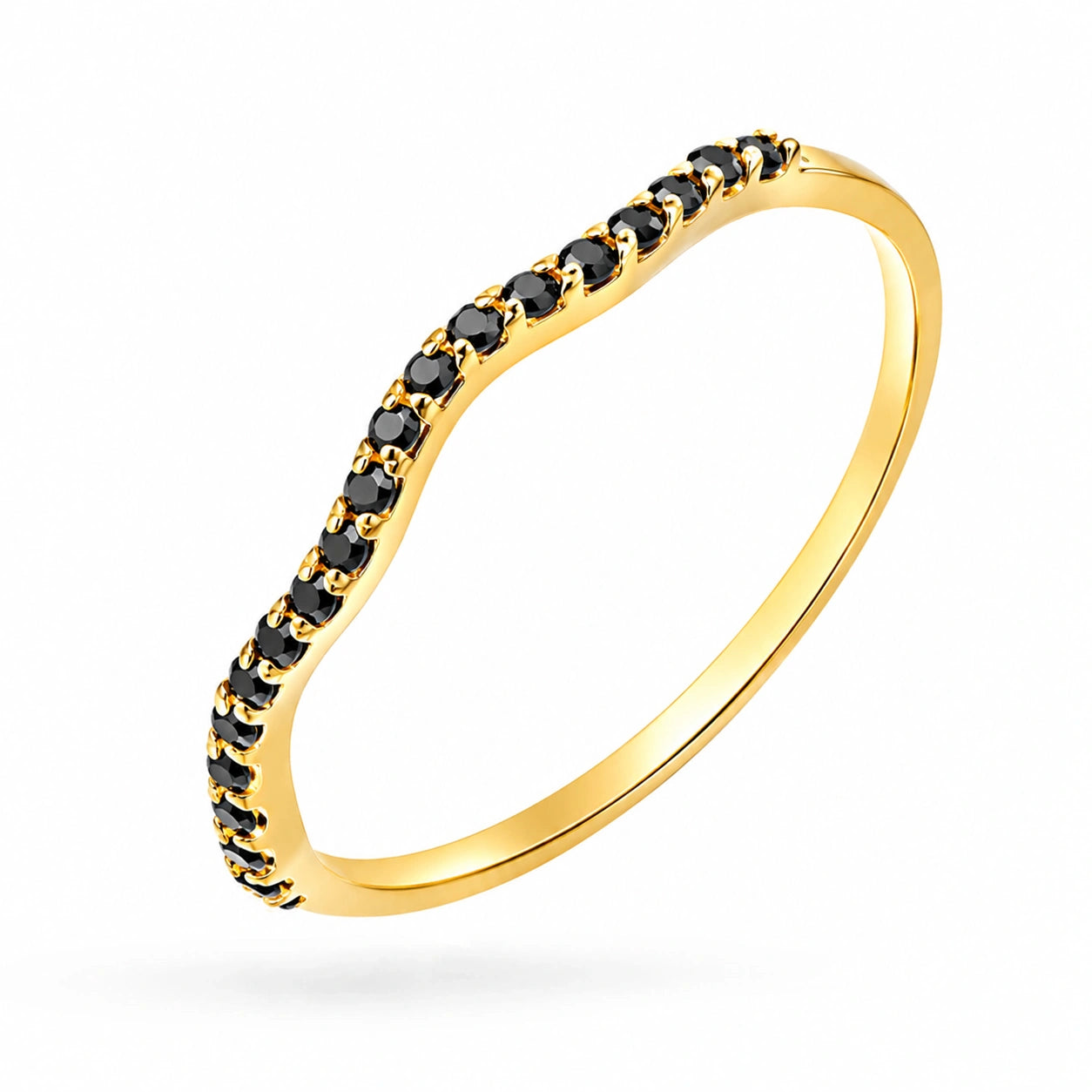 Gold Kendall Ring with Black Cubic Zirconia