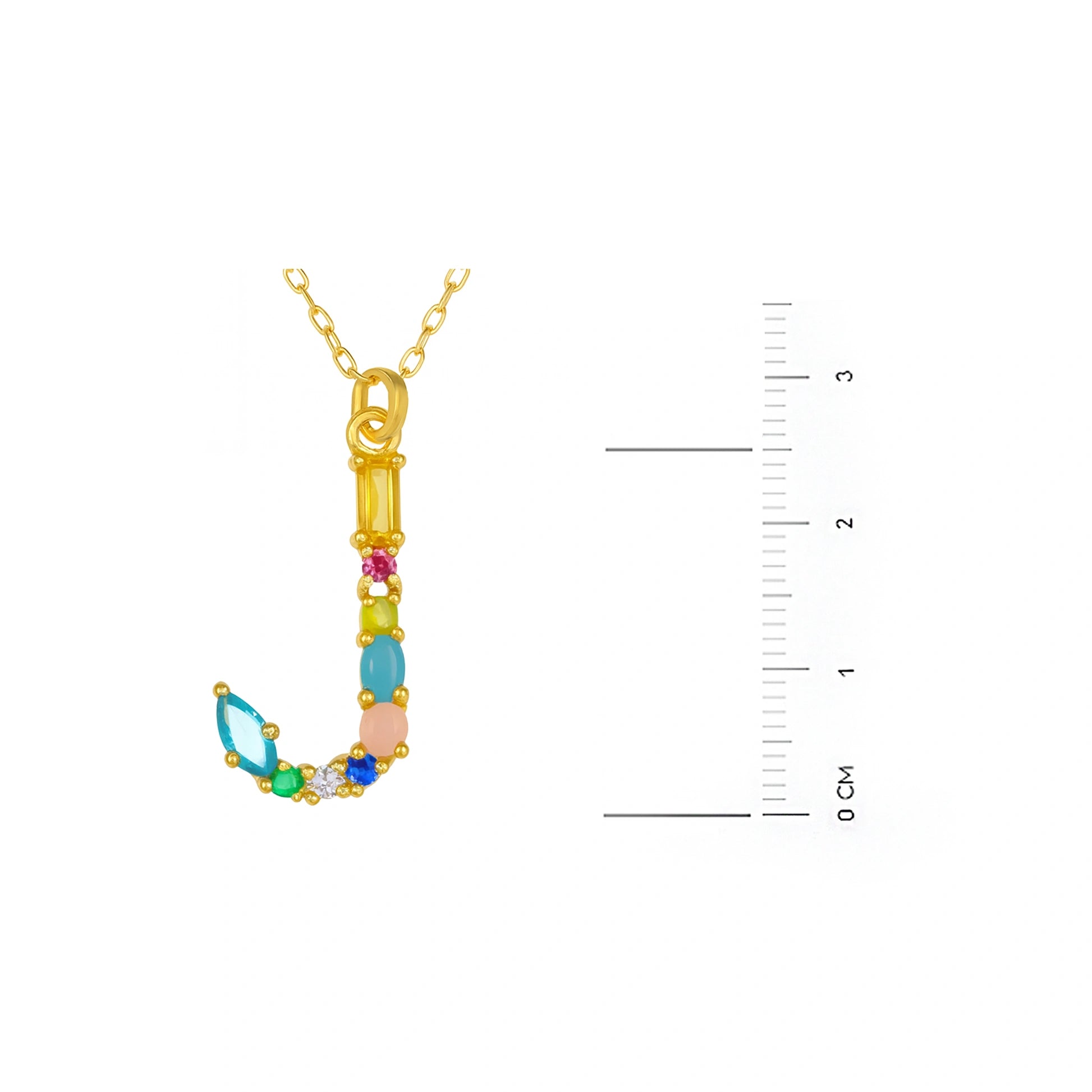 Collar con letra y piedras de colores dorado