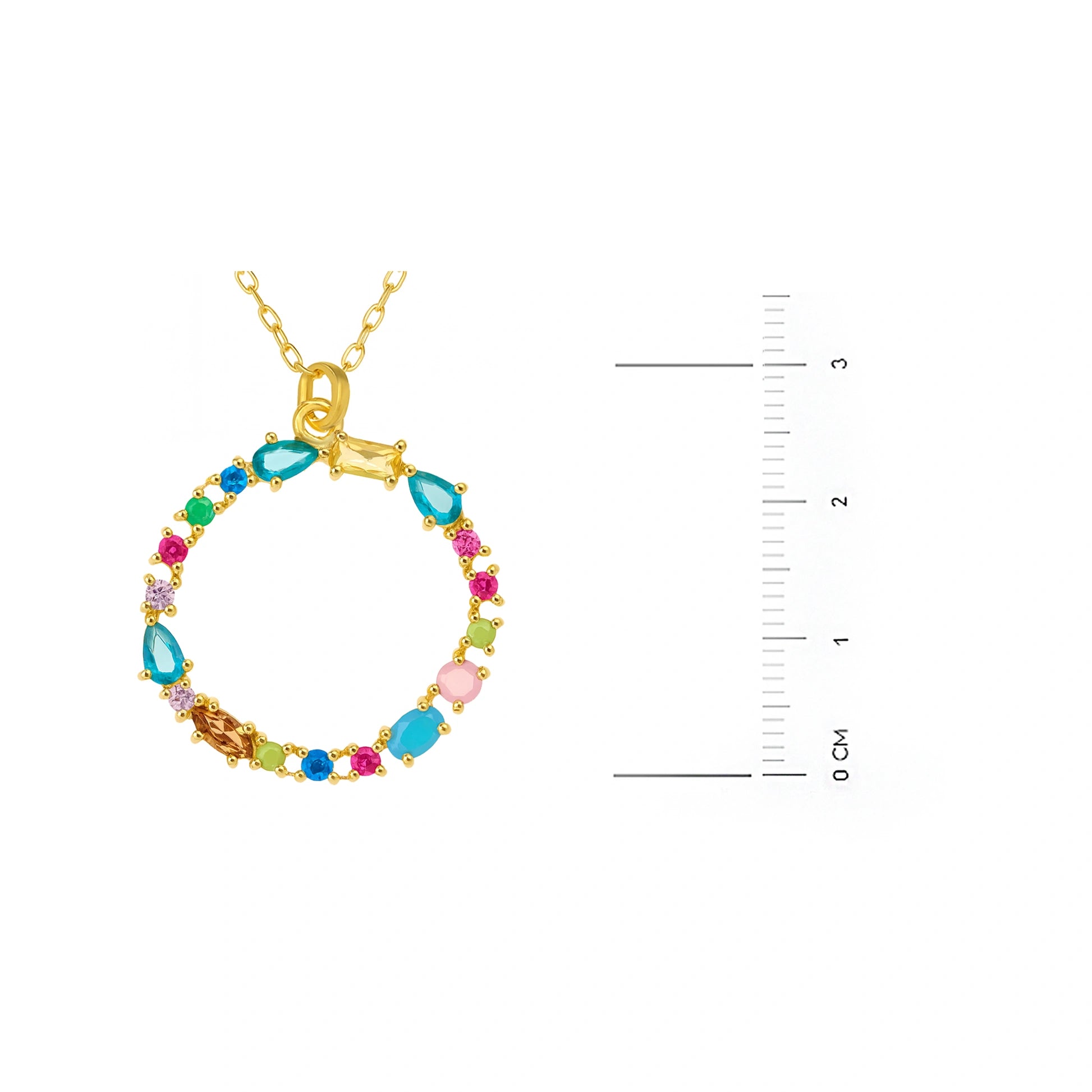 Collar con letra y piedras de colores dorado