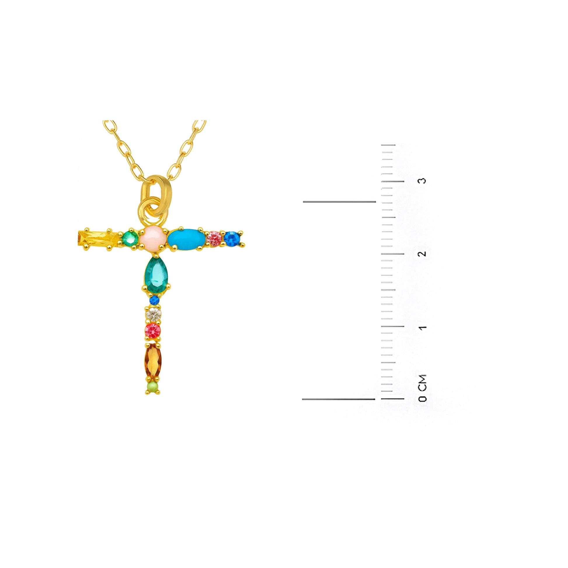 Collar con letra y piedras de colores dorado