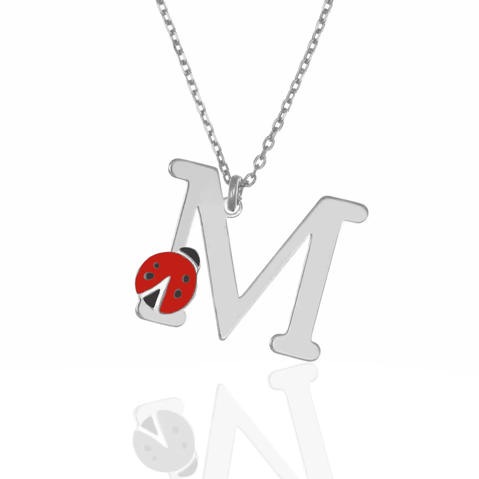 Collana con Lettera e Coccinella Smaltata