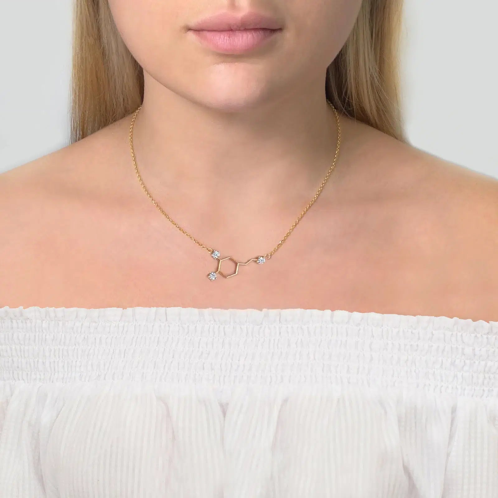 Collier Molécule Dopamine Blanche