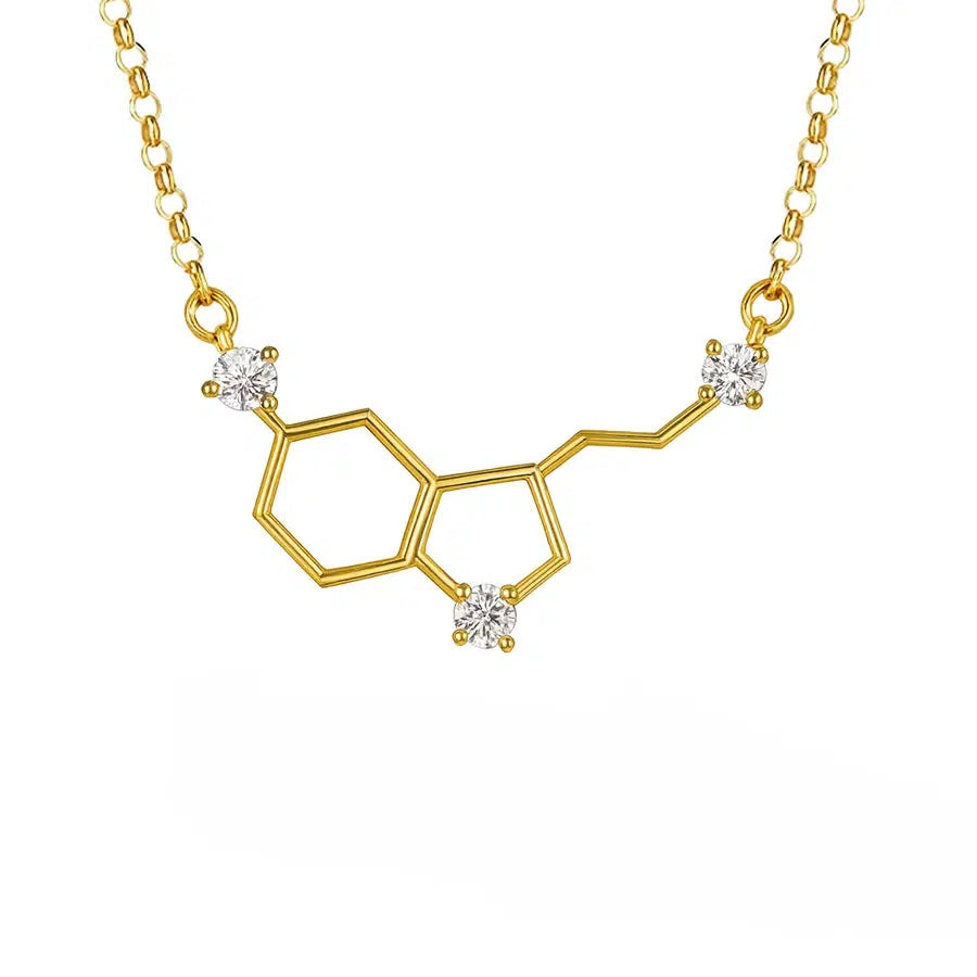 Collar Molécula Serotonina Blanca