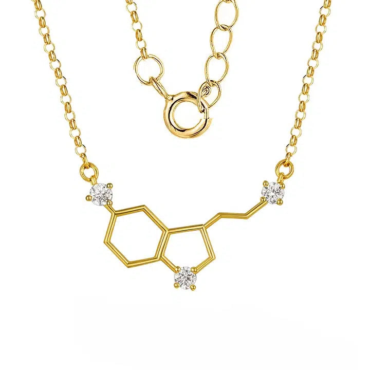 Collar Molécula Serotonina Blanca