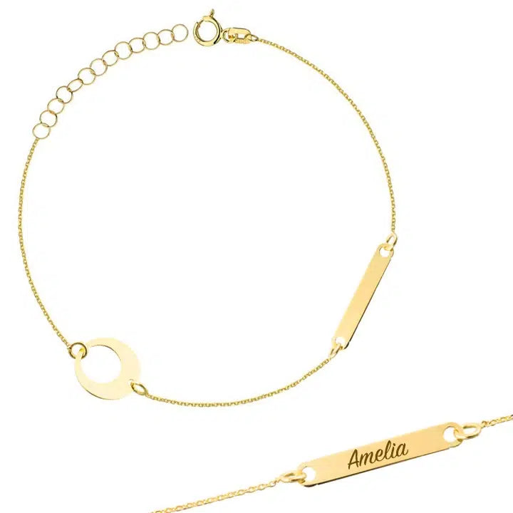 Gold Necklace with Carved Circle