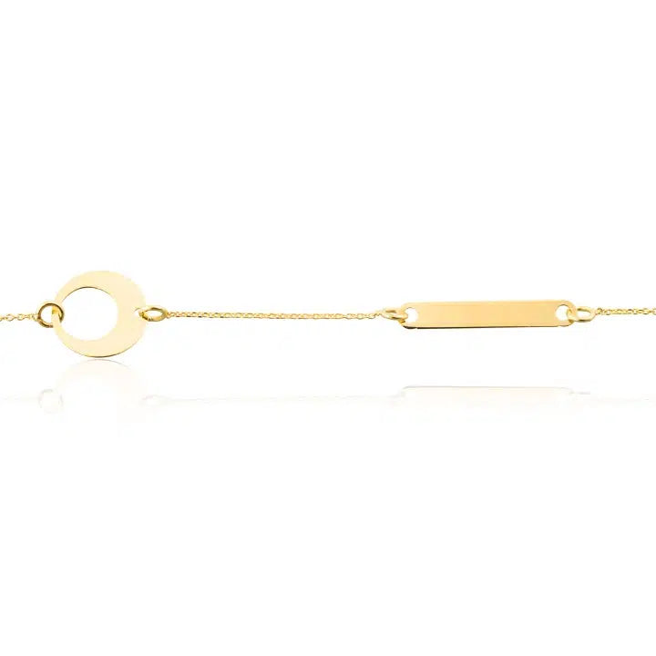 Gold Necklace with Carved Circle