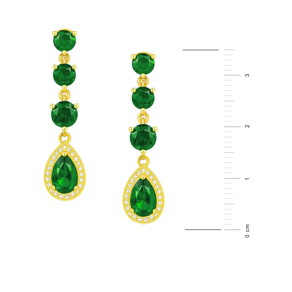 Orecchini Rugiada Dorati con Zirconi Verdi
